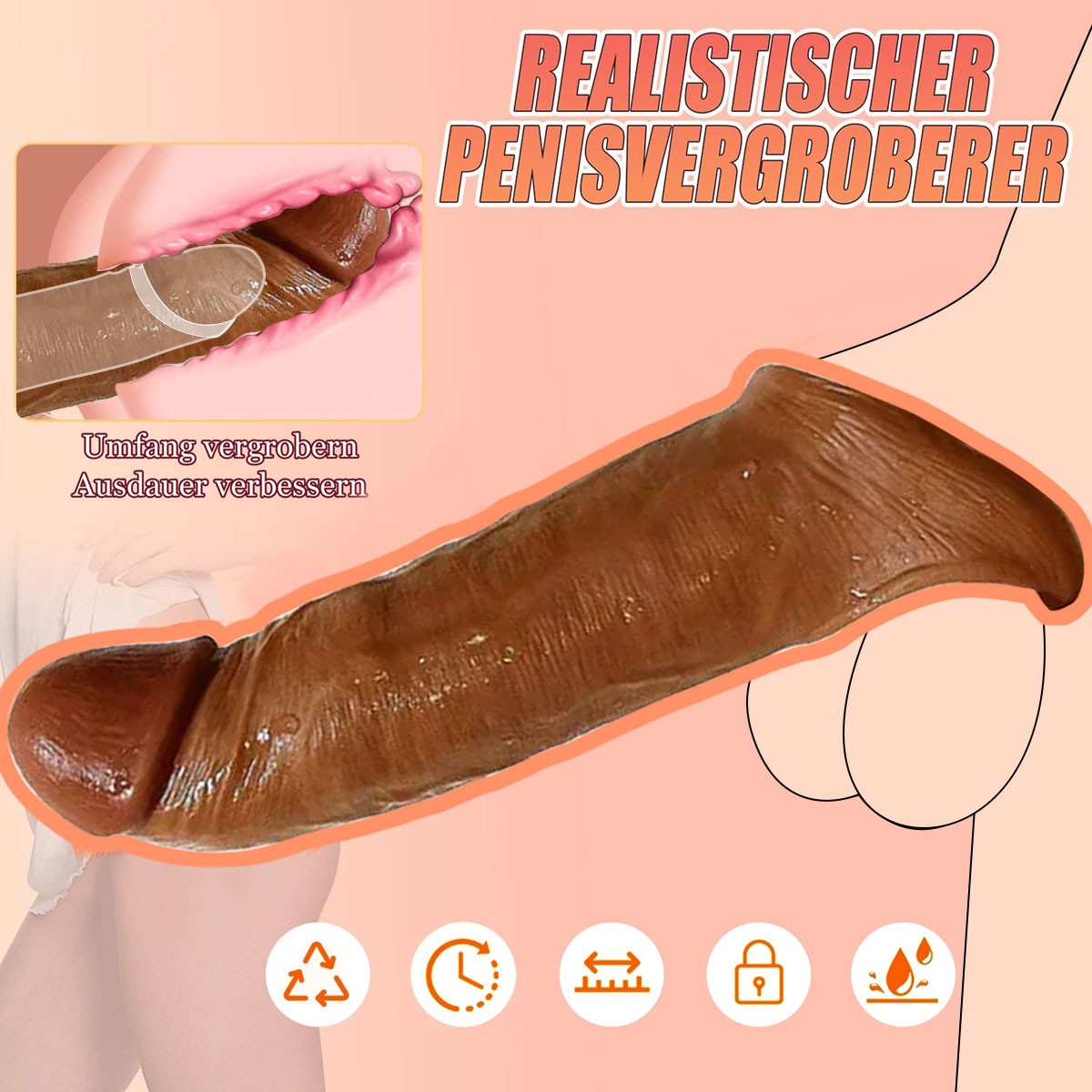 Reusable Thick Penis Extender Sleeve Extension Big Male Girth Enhancer Enlarger
