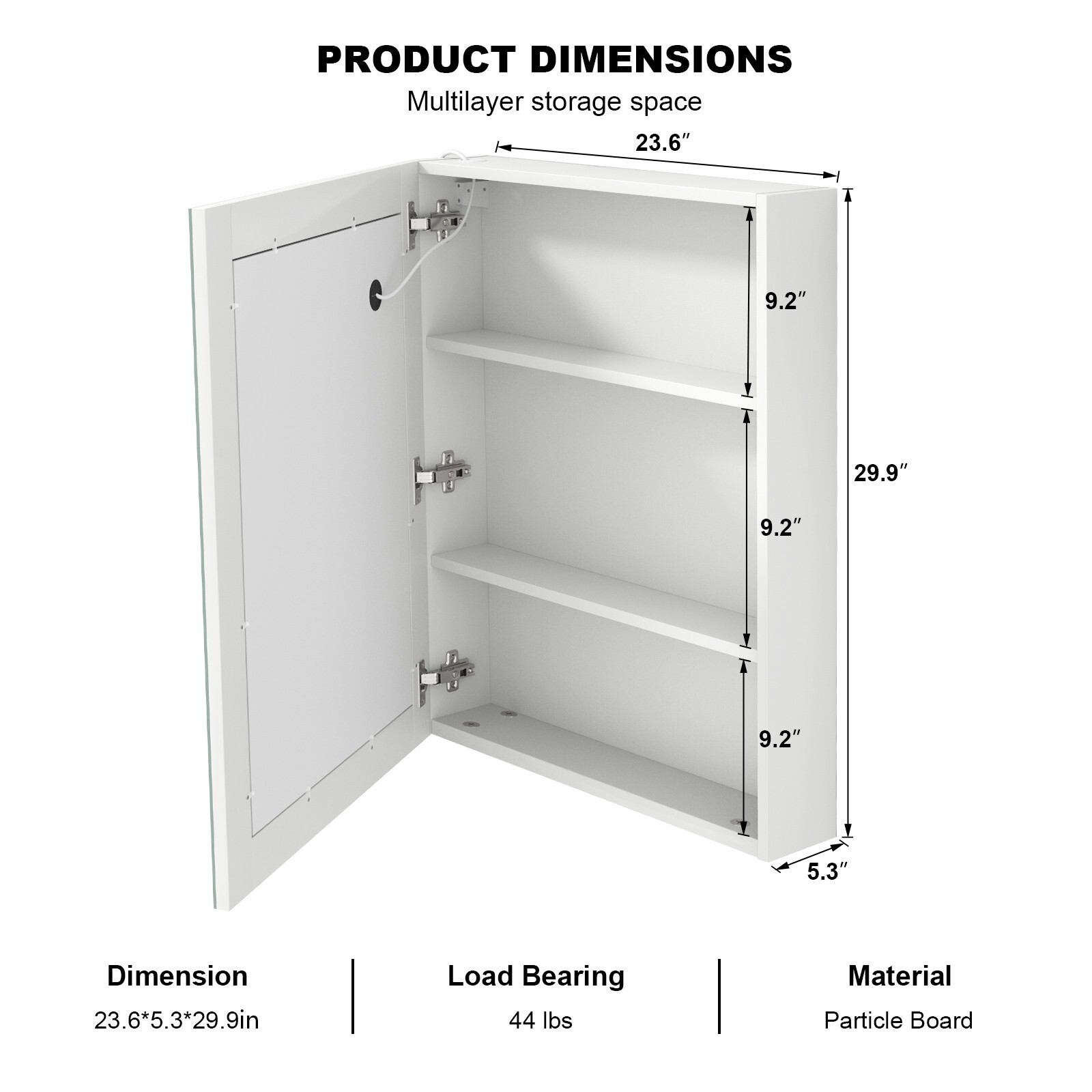 24" x 30" LED Medicine Cabinet with Light Wall Mounted Mirror Cabinet Storage