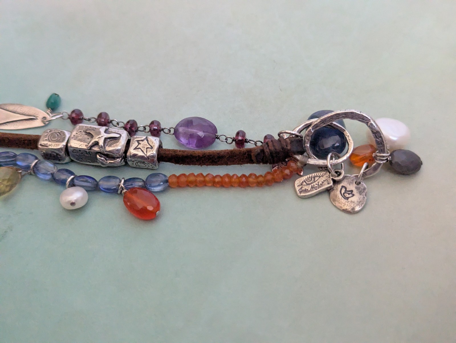 Jes MaHarry Sundance Catalog "Pacific Highway" Mixed Gemstone Sterling Bracelet