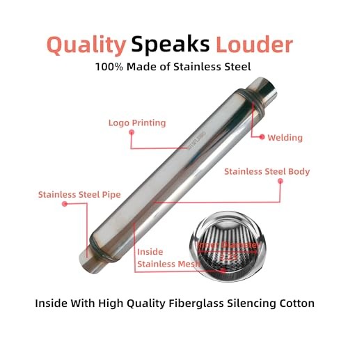 Exhaust Resonator Muffler, Straight Through Design, Low and Deep 2.25X18/22