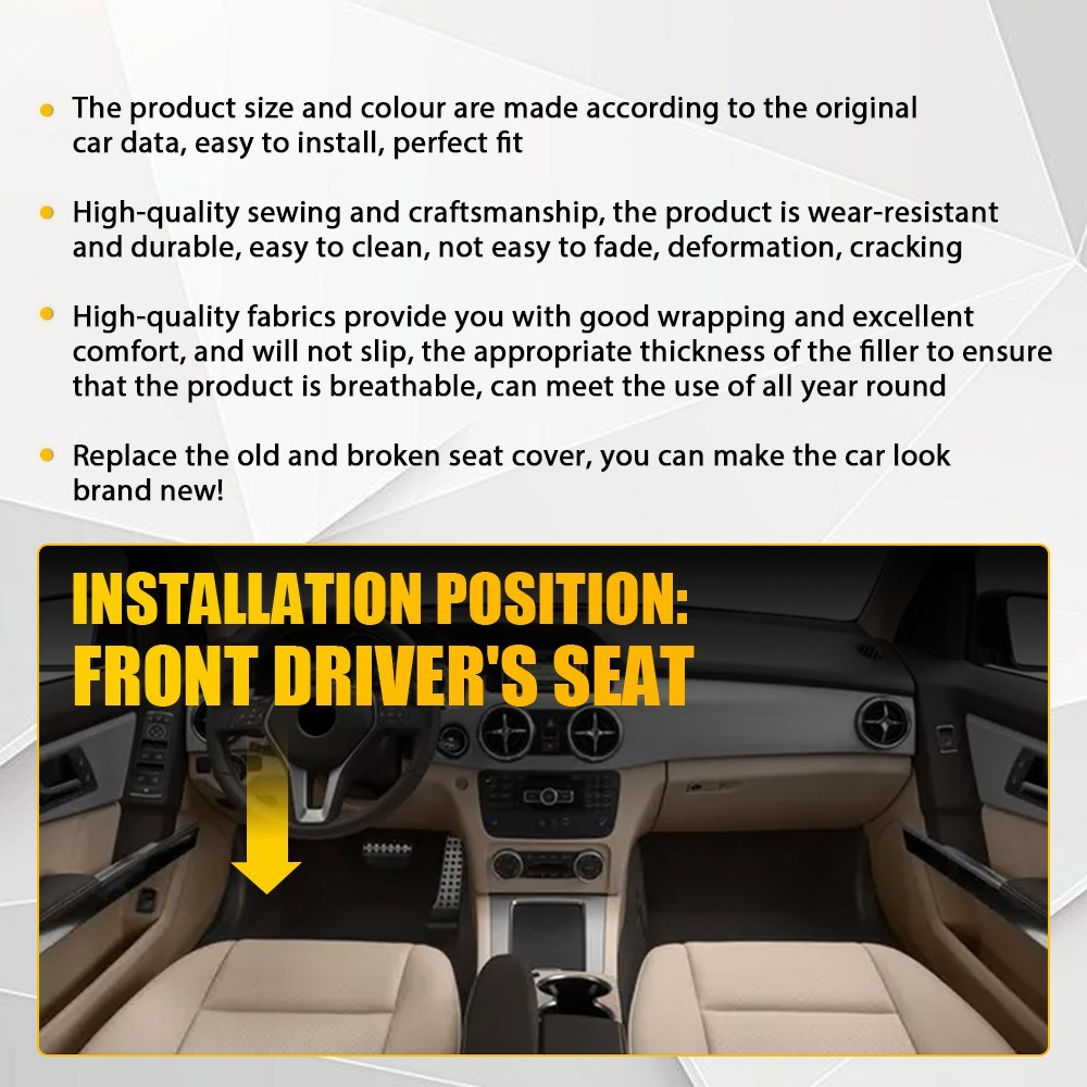 Fits 2008-15 Mercedes Benz GLK250 GLK350 Driver Bottom Leather Seat Cover Tan EK