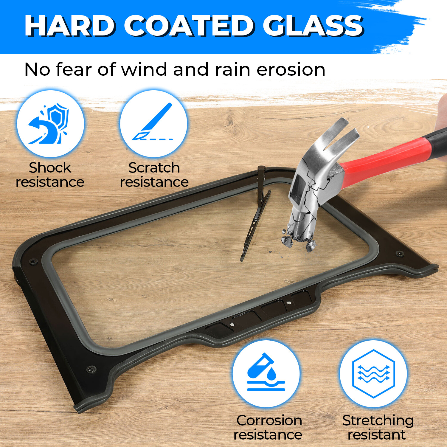 Glass Front Full Windshield For 2019+ Polaris RZR XP/ XP4 1000 Black