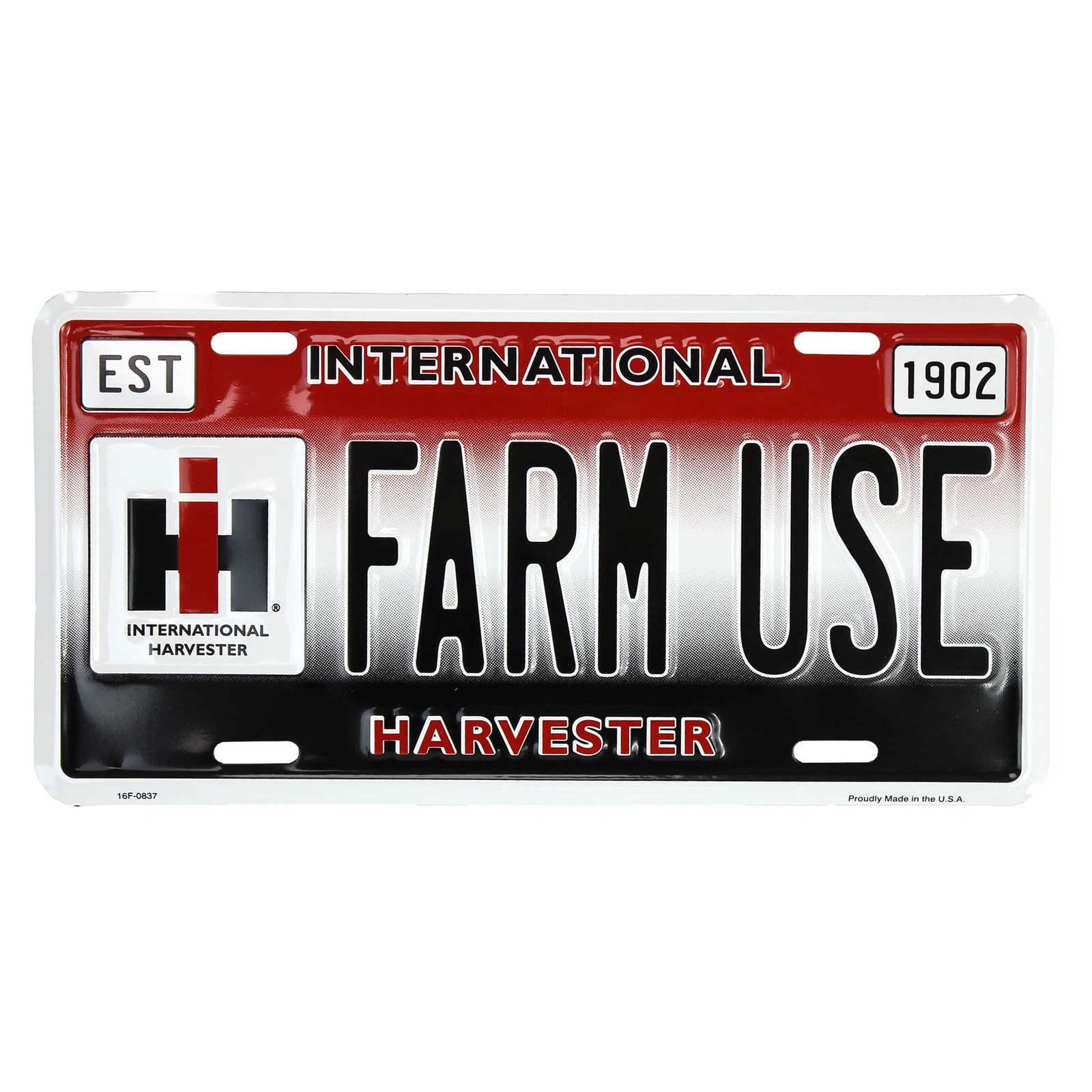 Farm Use License Plate with International Harvester IH Logo 16208