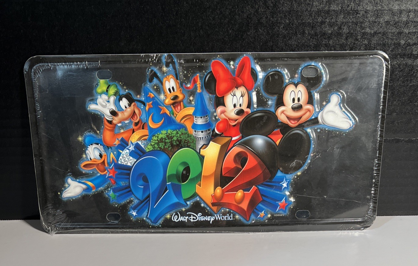 Walt Disney World 2012 License Plate Car Tag WDW Souvenir Mickey & Friends NIP