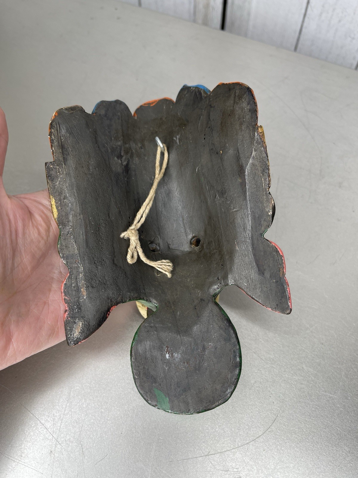 Wooden Carved GANESH Mask Wood CARVED MASK Hand Painted VTG