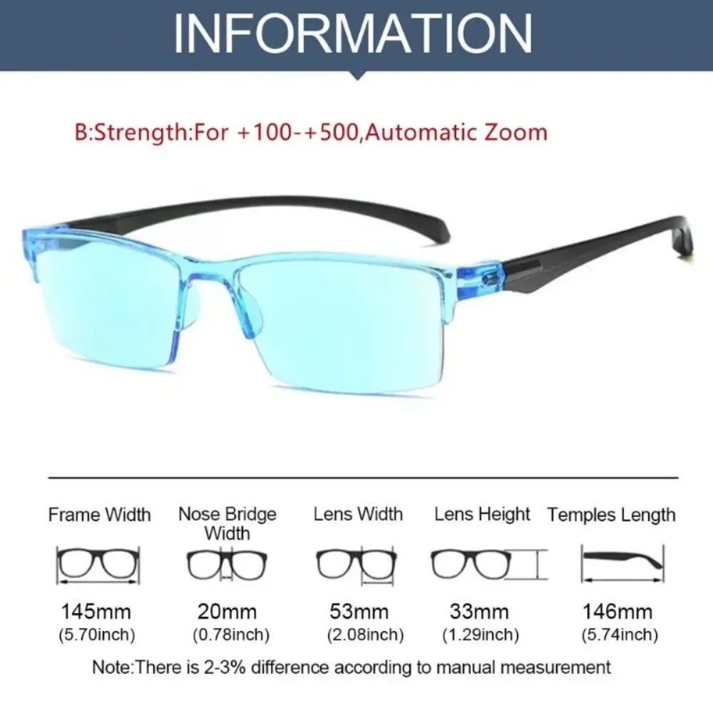 Smart Automatic Zoom Reading Glasses Anti Blue Ray Eyeglasses Autofocus Power...