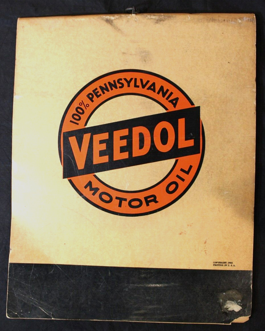 VTG. 1935 VEEDOL MOTOR OIL DEALER LUBRICATION GUIDE ~ TIDE WATER OIL COMPANY