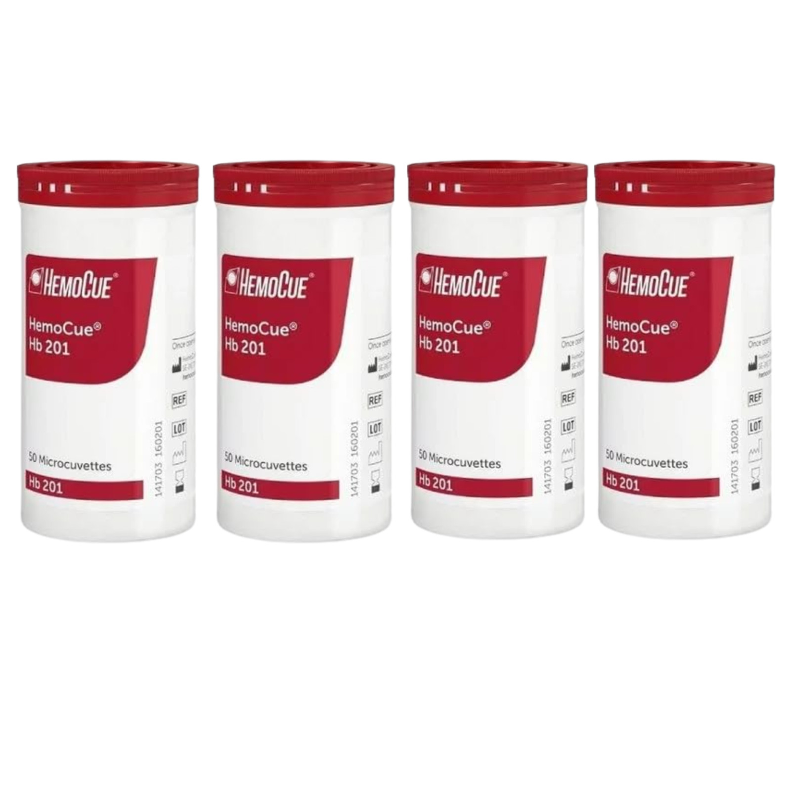 4 Bottles HemoCue Hemoglobin Hb 201 Microcuvettes - 200 Total Tests - Fresh Stoc