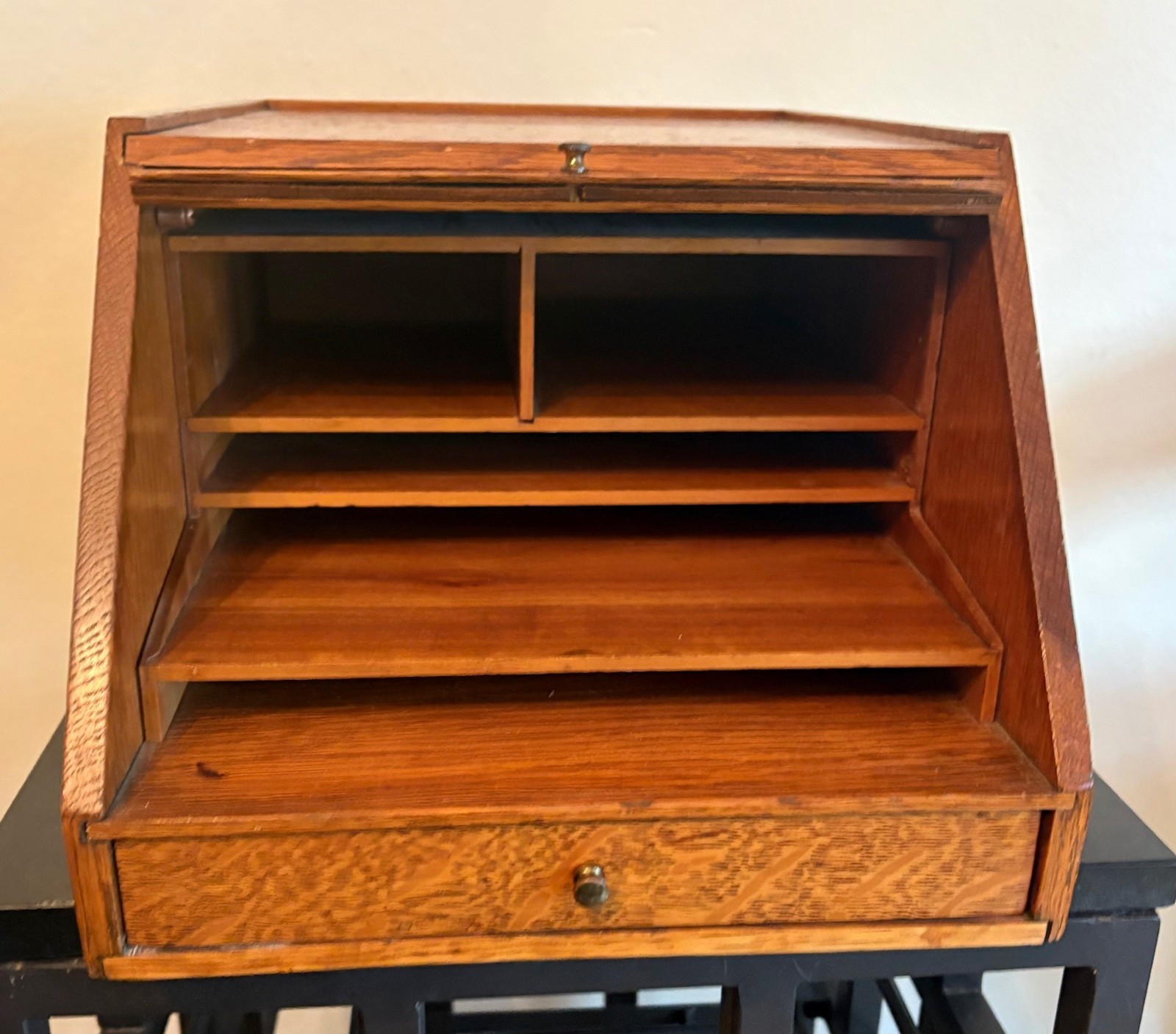 Vintage Globe Wernicke Solid Tiger Oak No 5 Stationery Cabinet File Box, 15"