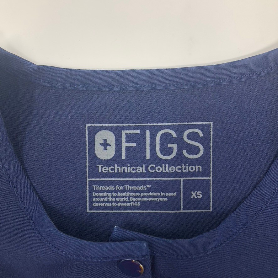 Figs Casma Three Pocket Scrub Top Size XS Navy Blue