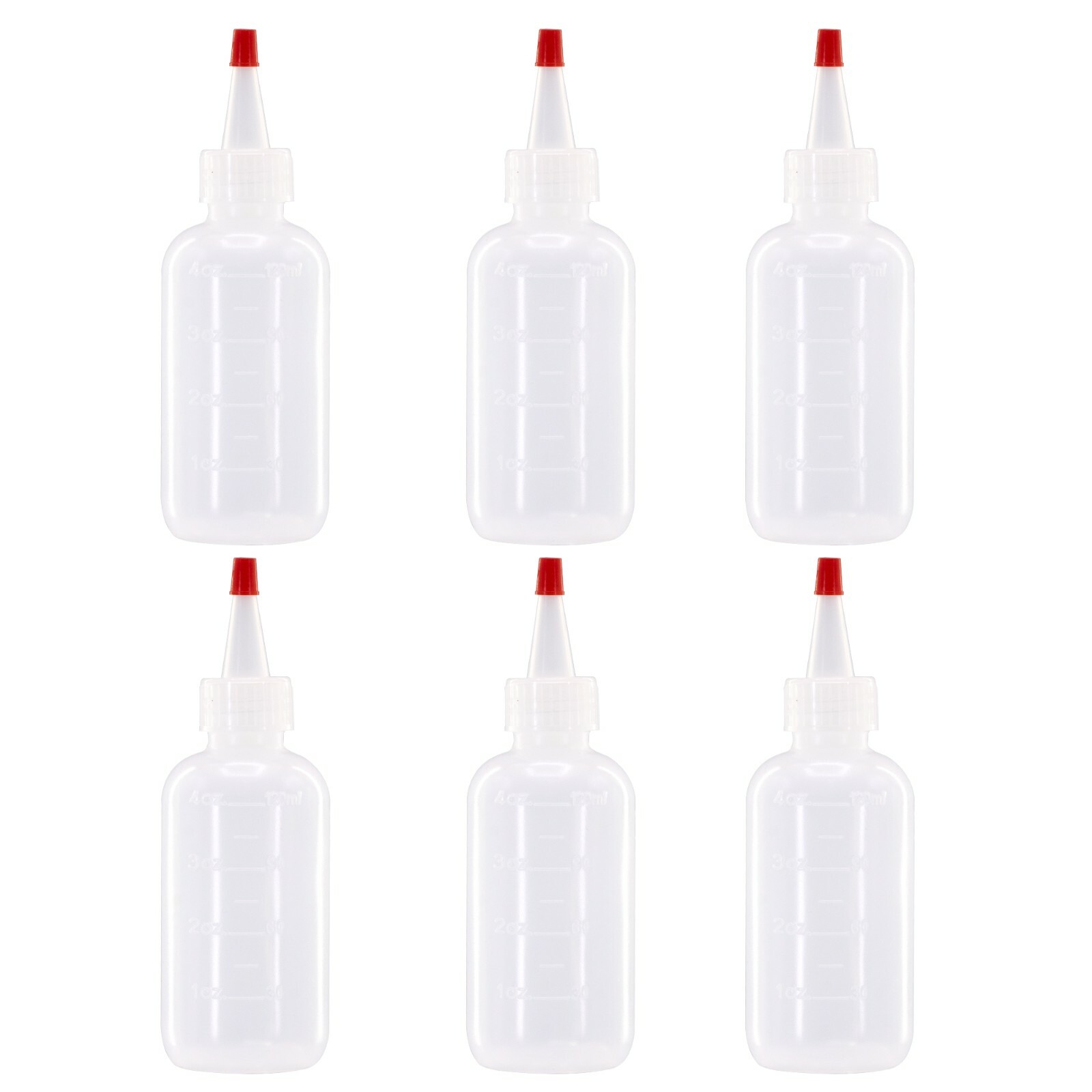 12 pack of 4oz (120mL) Plastic Boston Round Squeeze Bottles + Yorker Caps LDPE