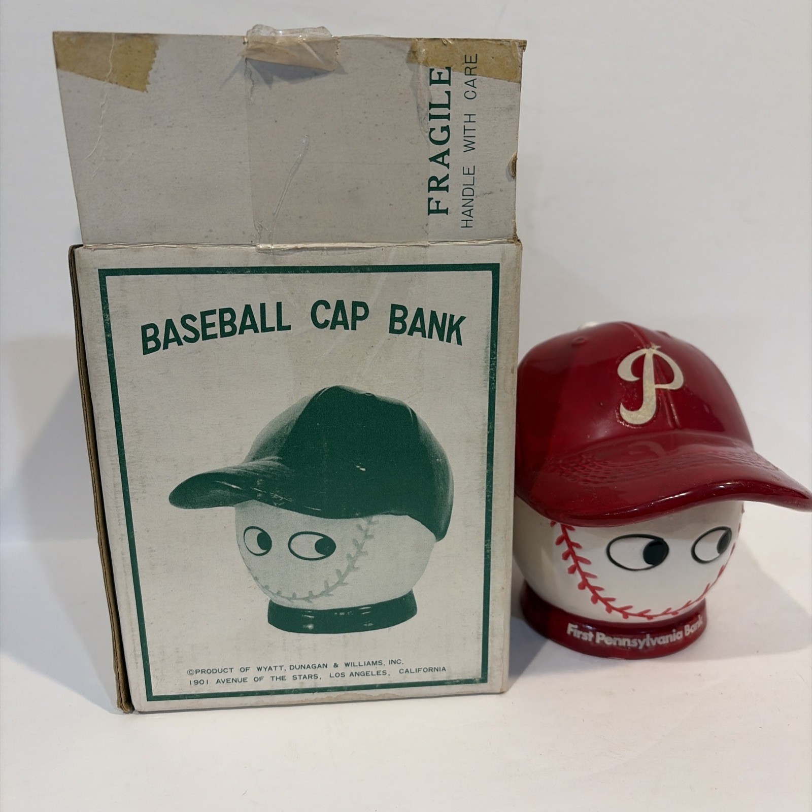 VTG First Pennsylvania Bank Philadelphia Phillies Ceramic Coin Baseball Cap WDWK