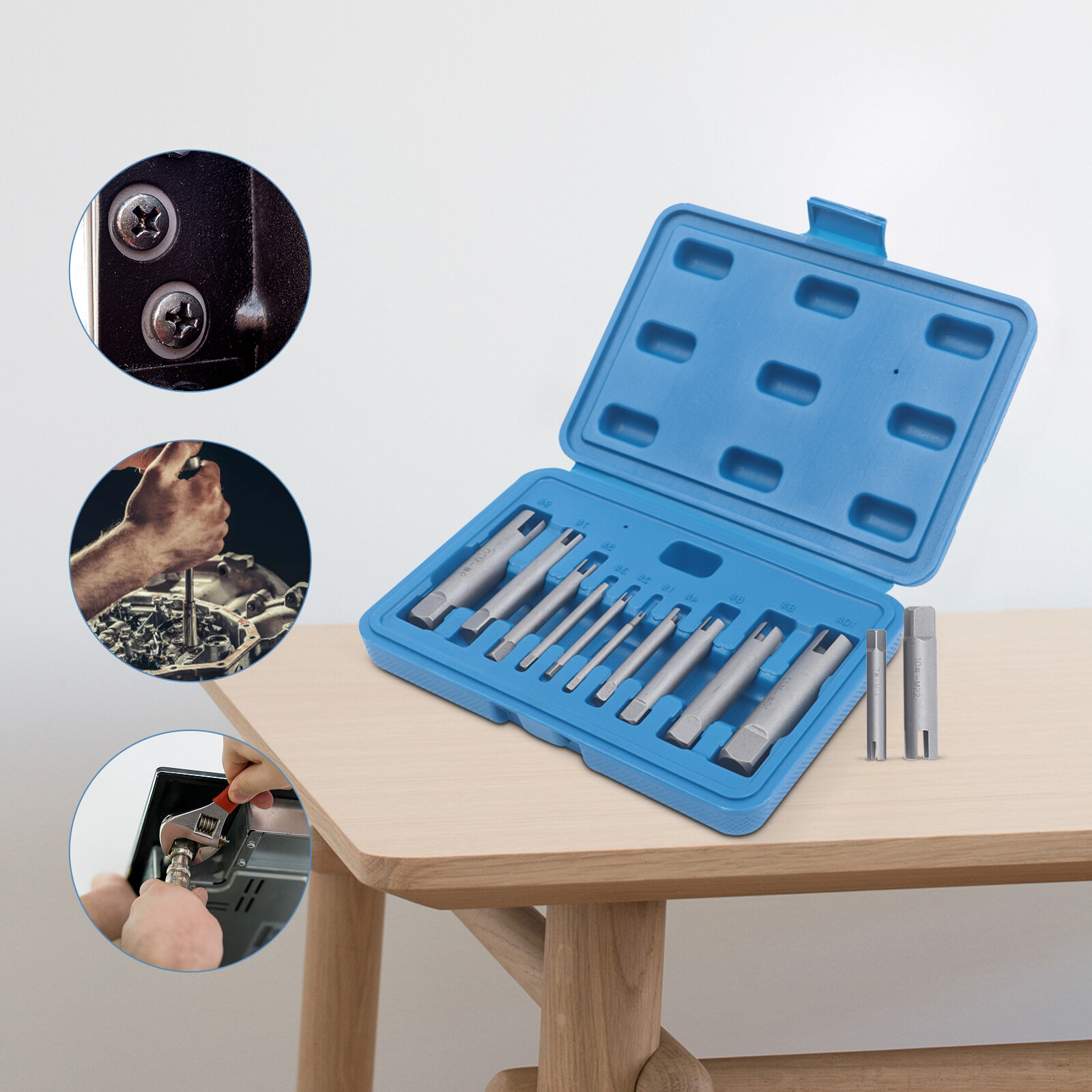 10pcs Broken Tap Extractor Removal Kit Screw Extractor Set 3/4 Claws 1-10#+Box