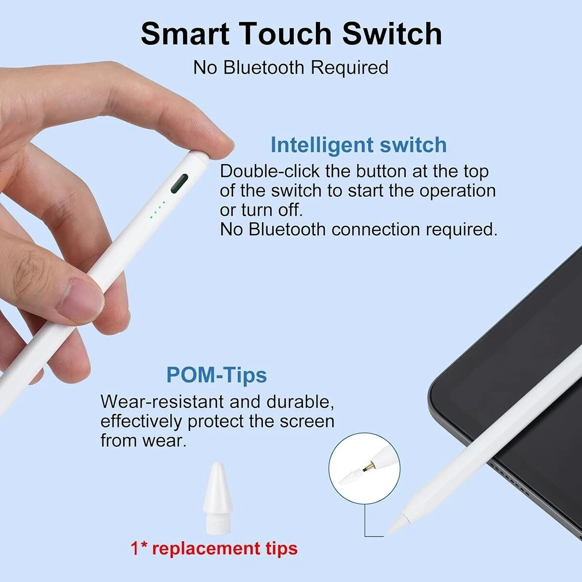 Stylus Pen for iPad 2018-2025, Apple Pencil for iPad 11th A16/10/9/8/7/6 Gen -US