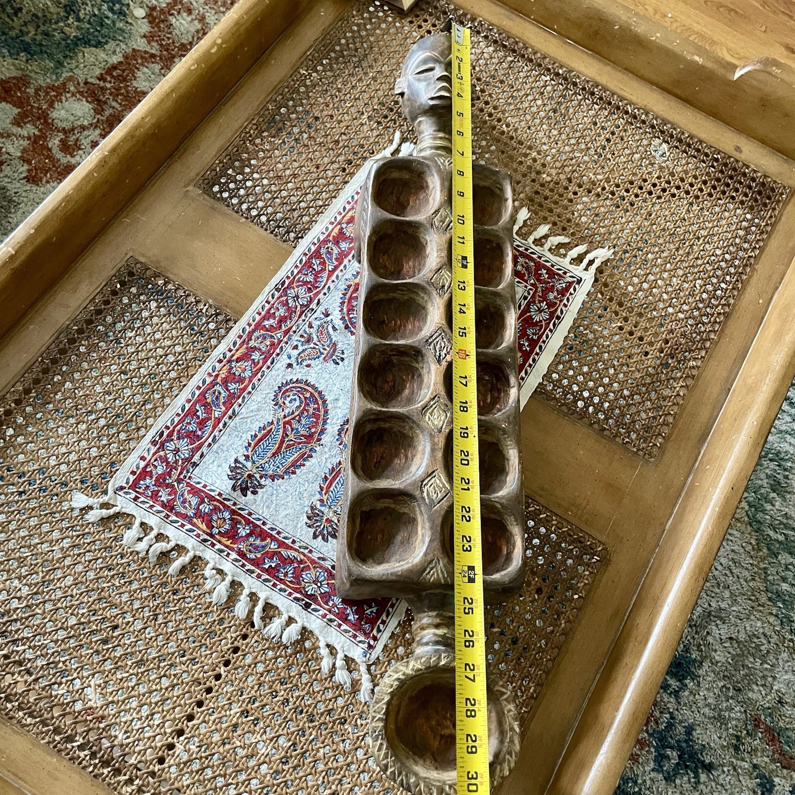 Antique Hand Carved African Woman Man Figural Mancala Game Board Tribal Art