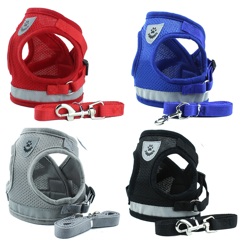 Small Dog Puppy Pet Harness Breathable Mesh And Leash Set Vest Chest Strap XS-XL