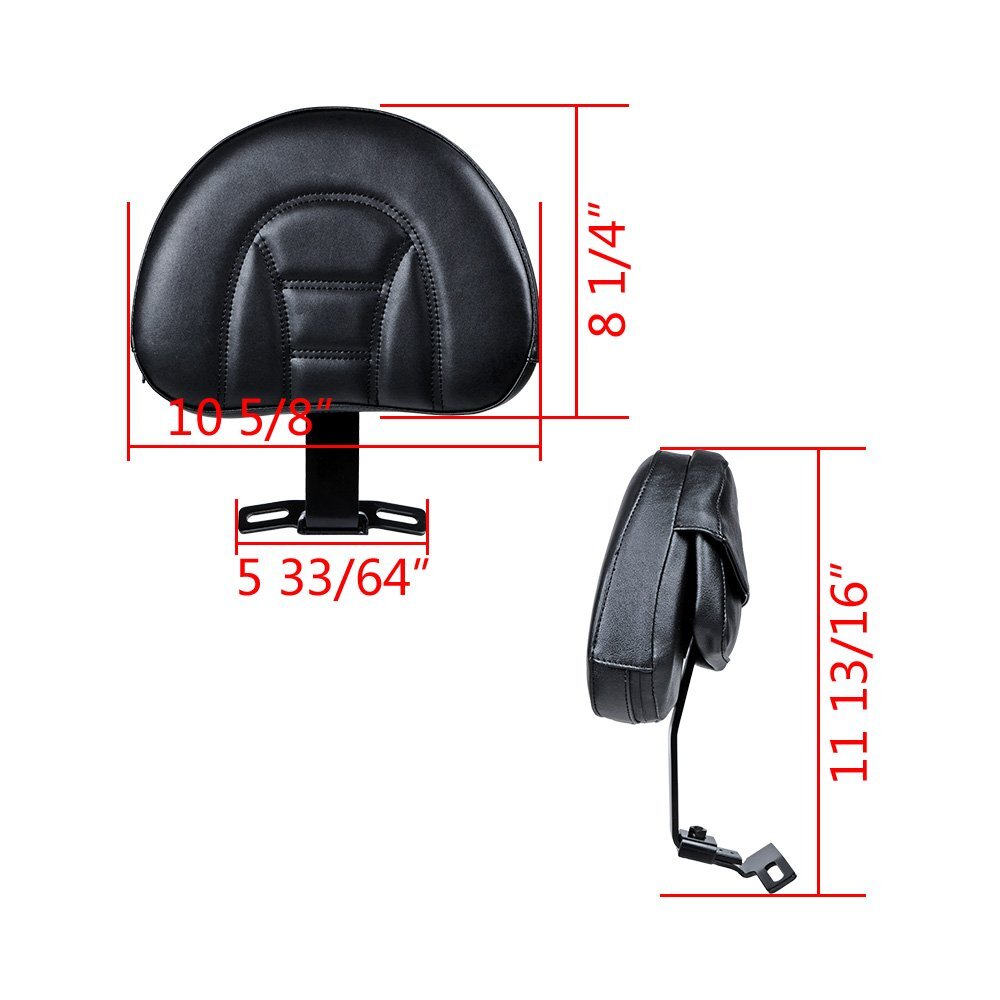 For 2007-2017 Harley Heritage Softail Adjustable Driver Rider Backrest Pad Black