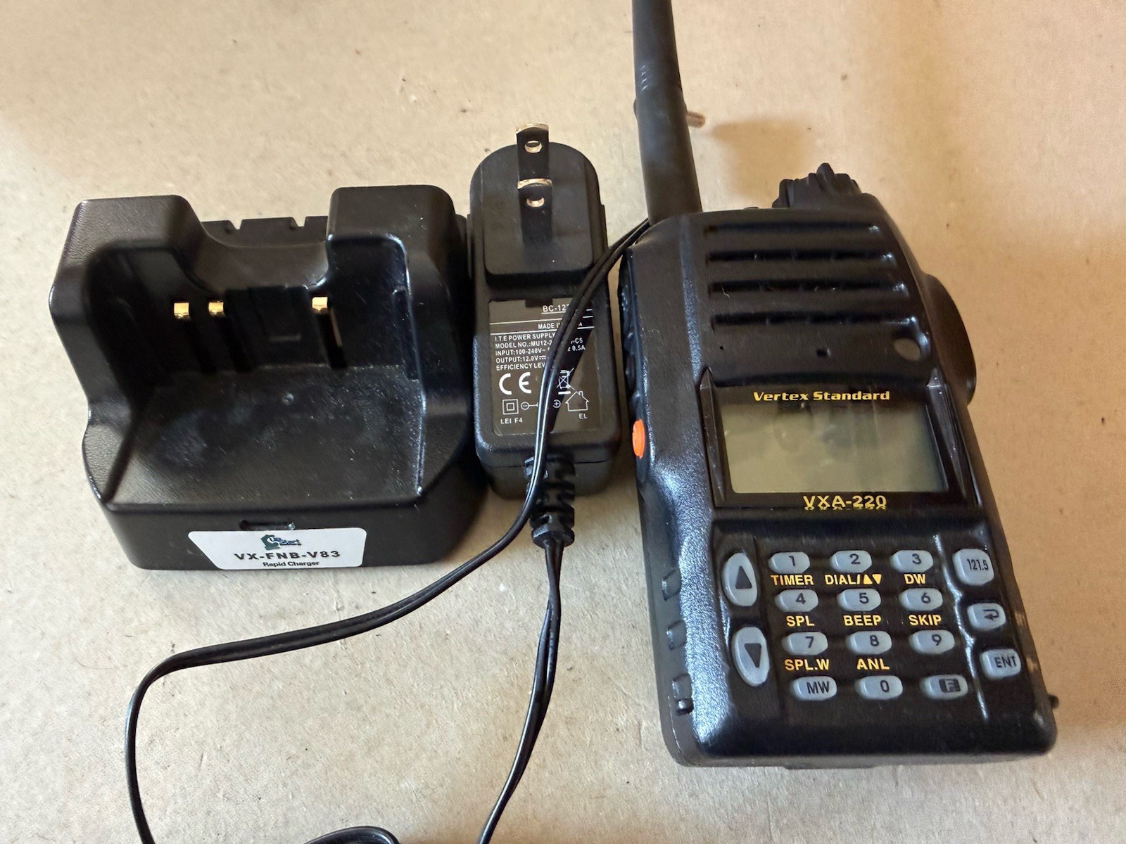 Vertex VXA-220 Handheld Airband Radio Transceiver With AC Charger