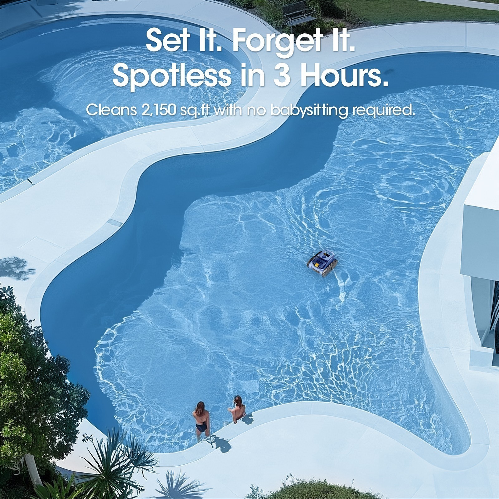 Seauto SAT 20PRO Cordless Robotic Pool Vacuum, Pool Cleaner with Track Drive