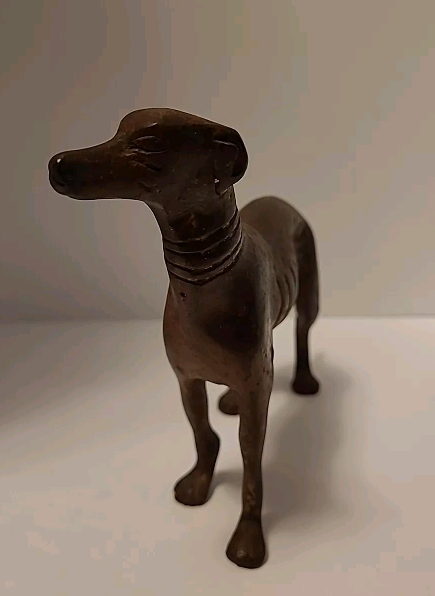 GREYHOUND Dog Figurine/Sculpture 19th C. Bronze 5 1/4" H x 7" L