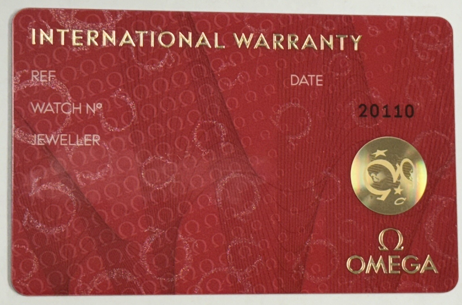 Omega Authentic International Warranty Certificate
