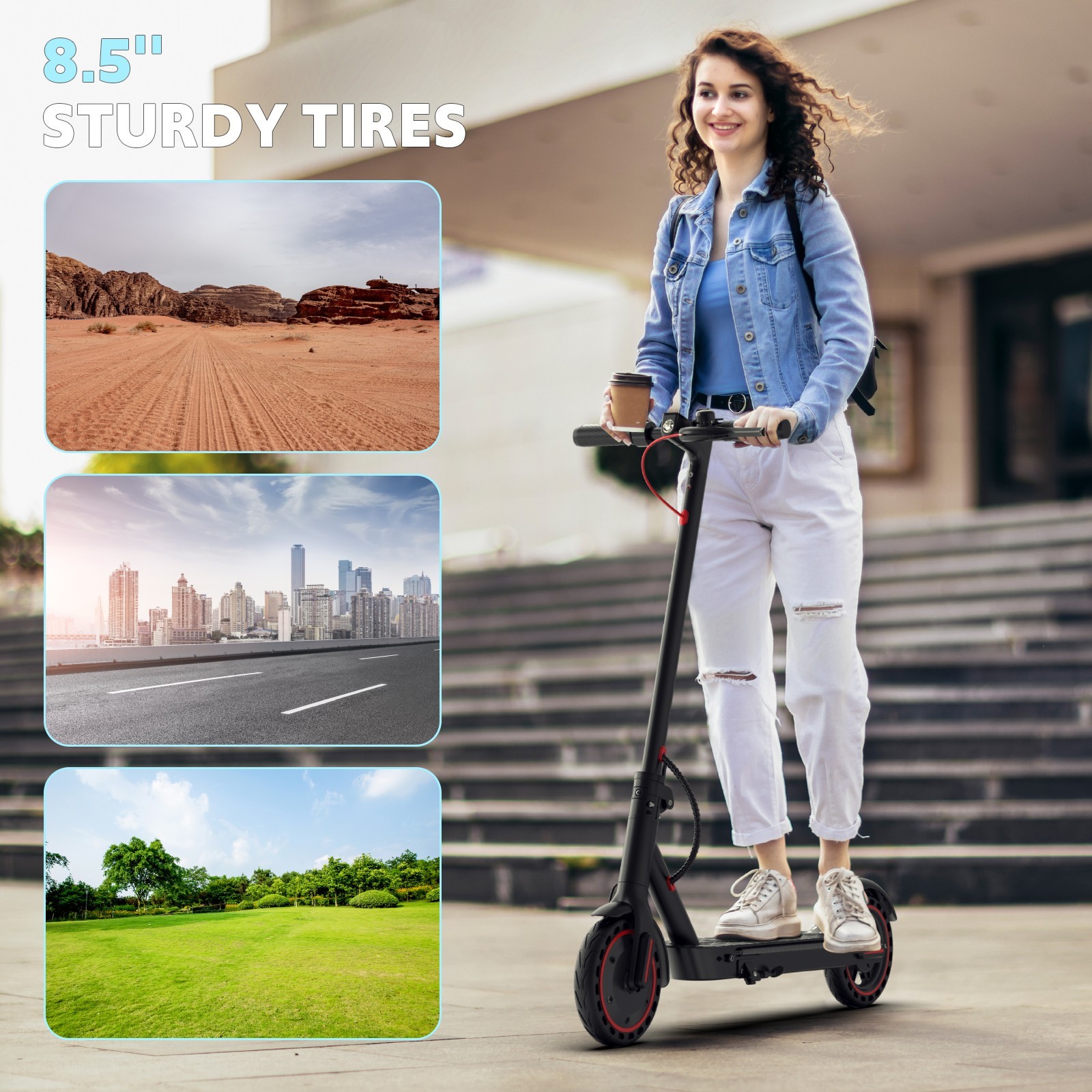 Electric Scooter Adults, Up to 21 MPH, Folding E-Scooter Built-in Side Lights