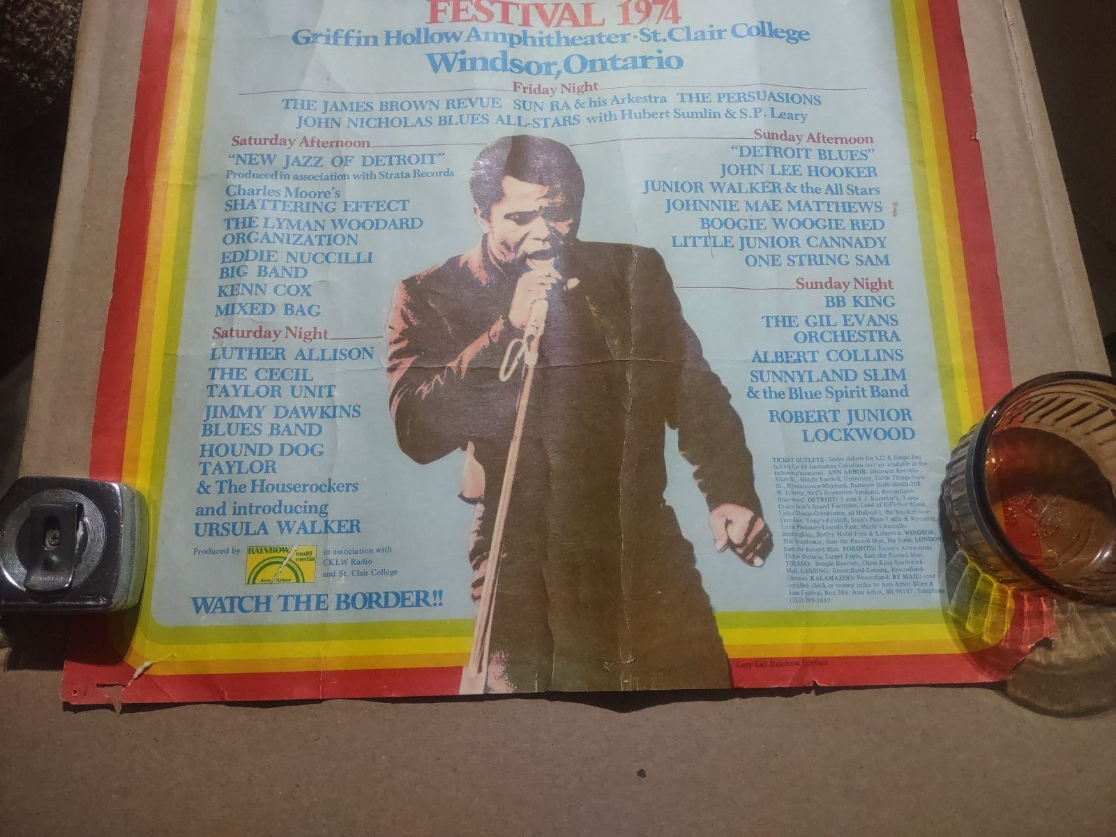 ORIGINAL 1974 ANN ARBOR BLUES & JAZZ FESTIVAL POSTER FEATURING JAMES BROWN