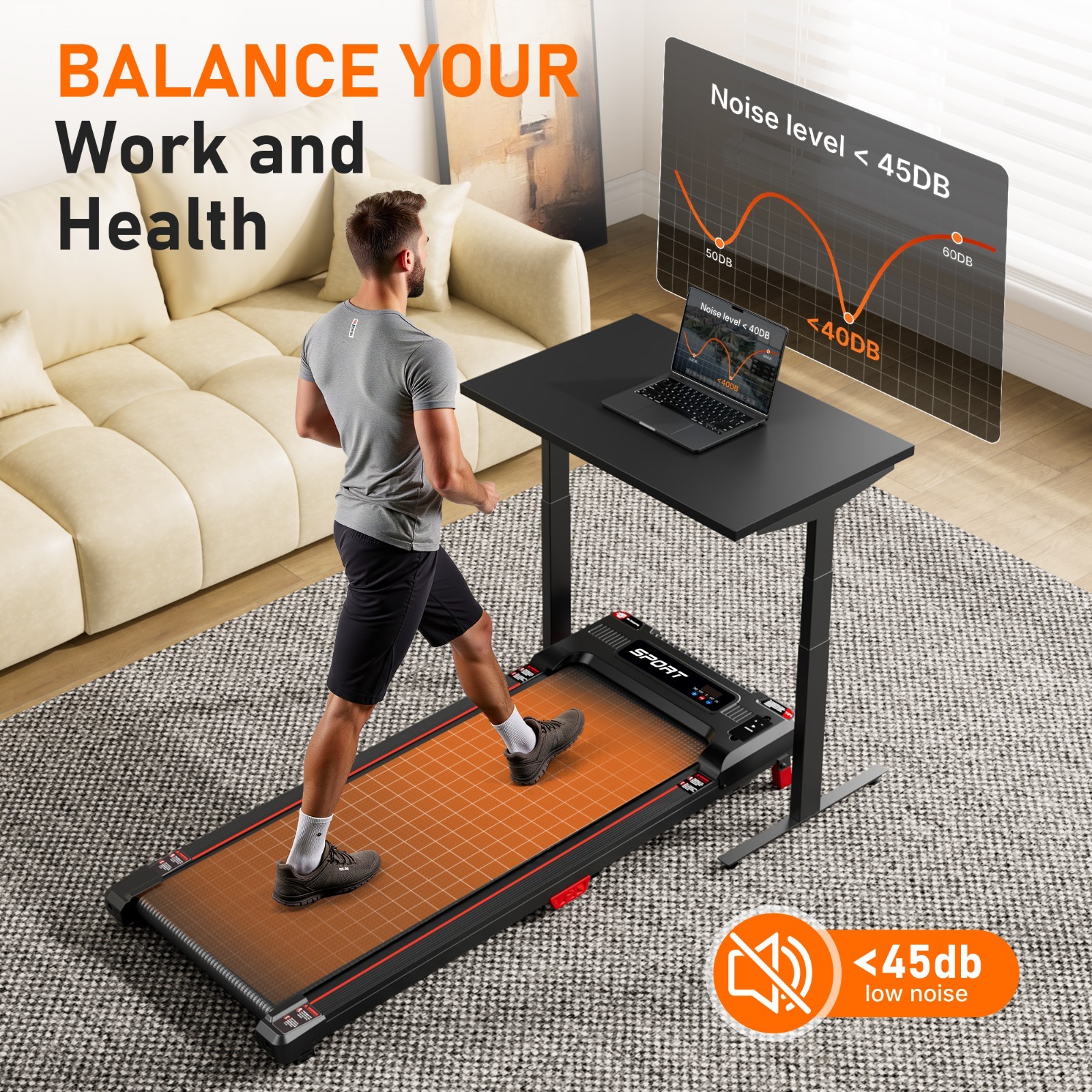 New 4-in-1 Folding Treadmill 5% Incline Walking Pad with Vibration & App Control