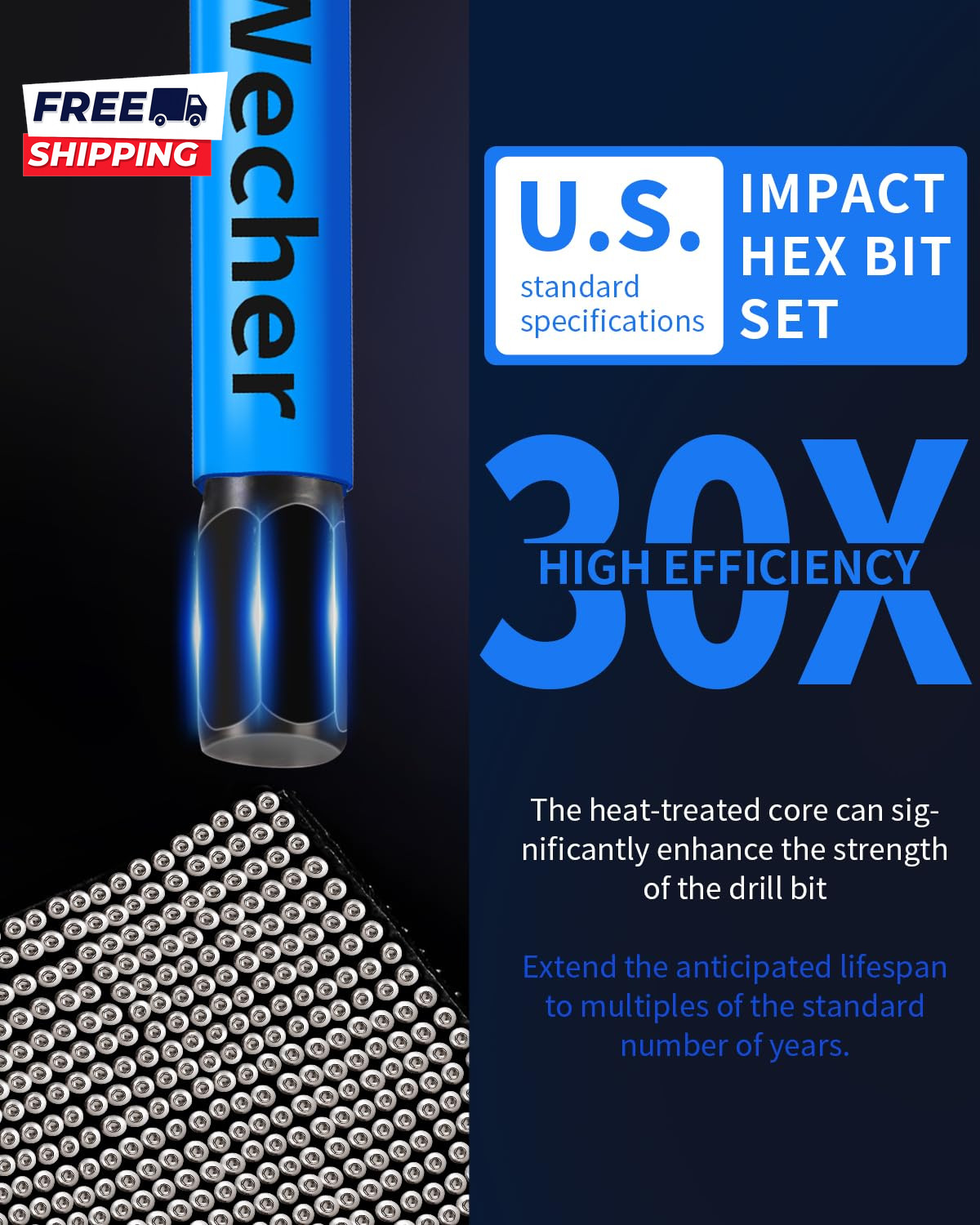 20-PCS Allen Key/Allen Wrench Drill Bit Set Impact Hex Bits (Metric & SAE) 2 Inc