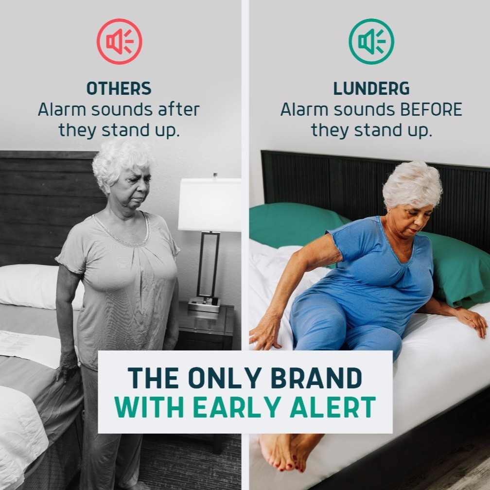 Lunderg Under Mattress Bed Alarm for Elderly Adults - Wireless Sensor Pad Pager