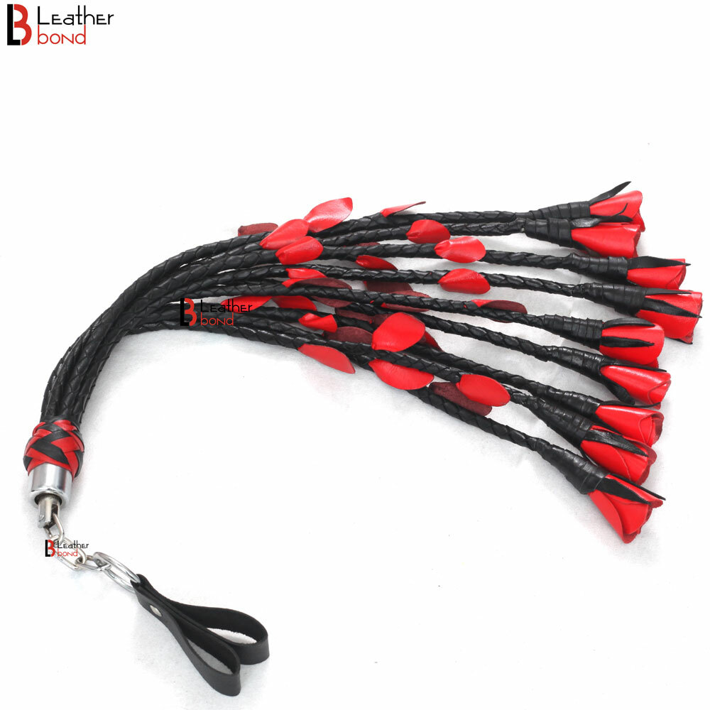 Real Cowhide Leather Finger Flogger Cat 0 Nine Falls Black Thuddy Rose Flog whip