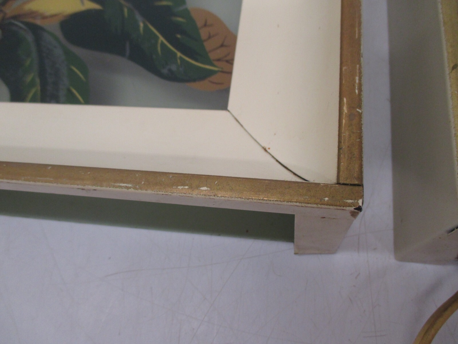 2 Vtg Reverse Painted Glass Floral George Telo Shadow Light Box Lighted Wall Art