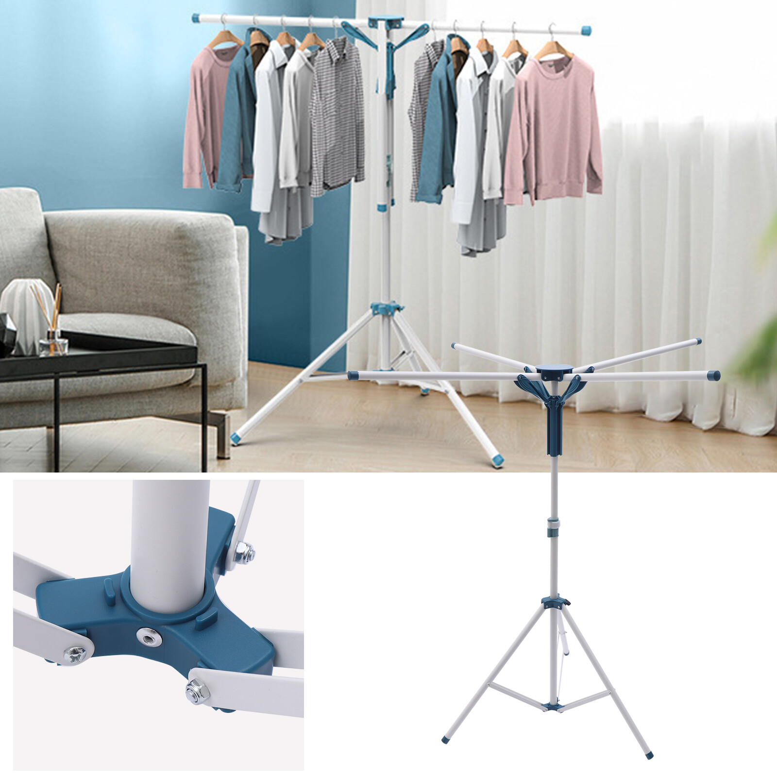 Laundry Clothes Storage Drying Rack Portable Folding Dryer Hanger Tripod Stand