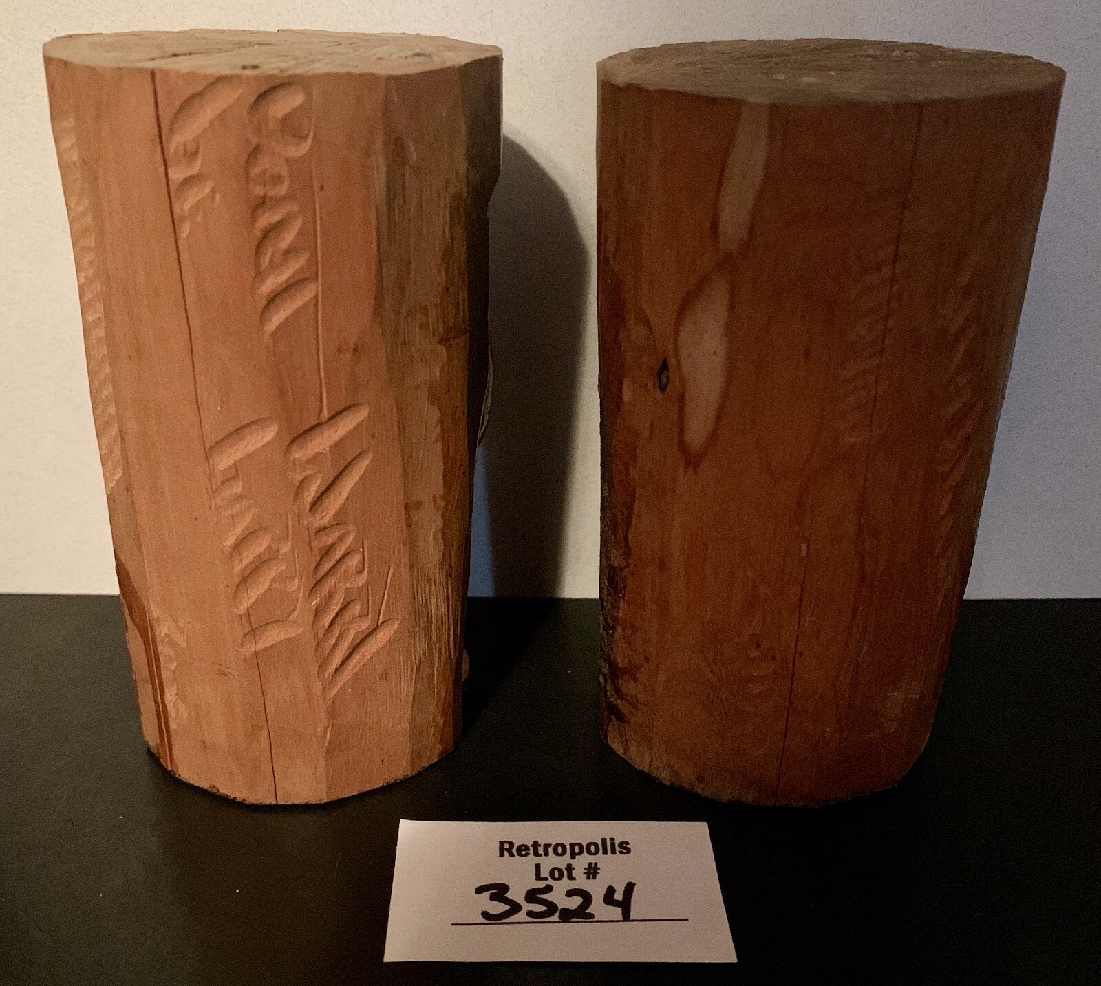 VTG Tribal Wood Totem Head Busts Male Female Hand Carved signed