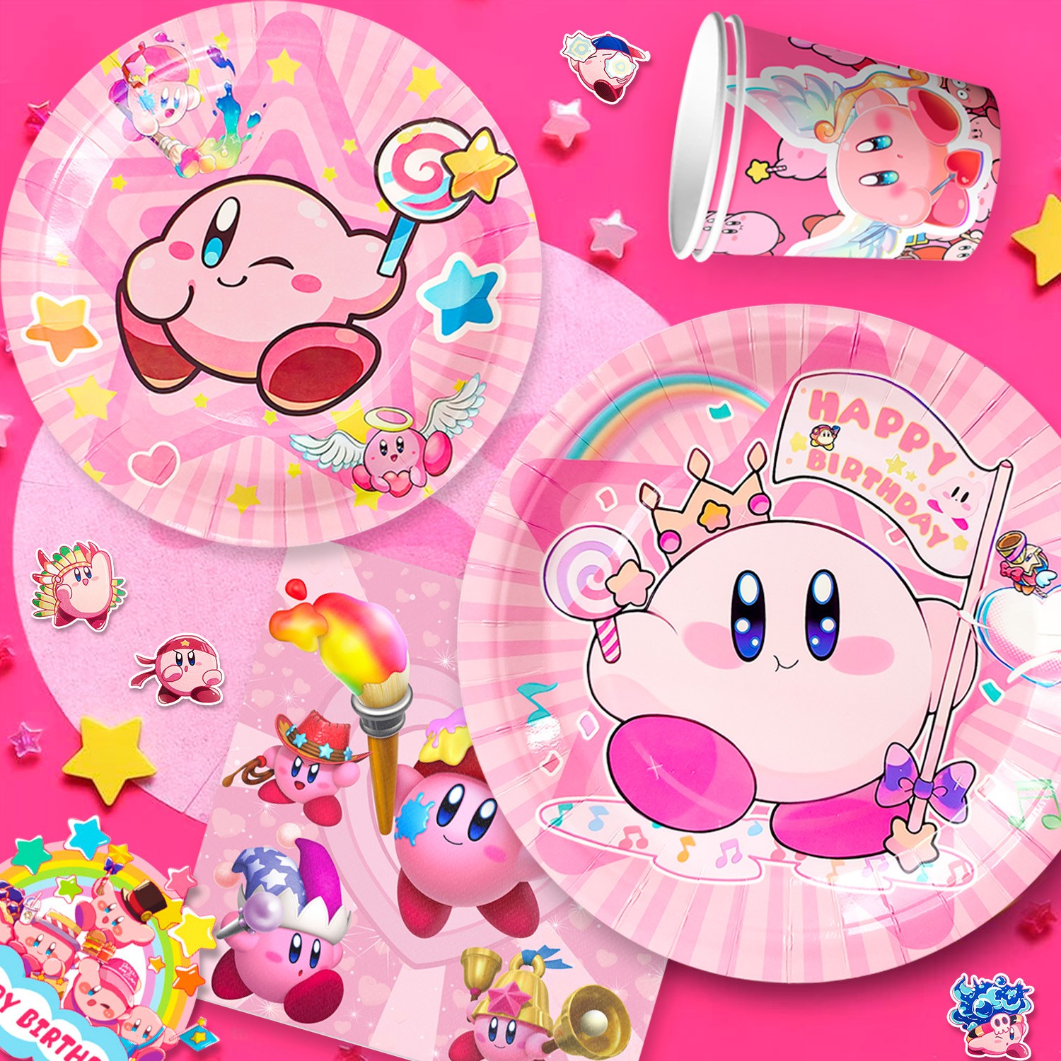 Kirby Star Birthday Party Supplies Pink Kirby Party Decoration Tableware Balloon