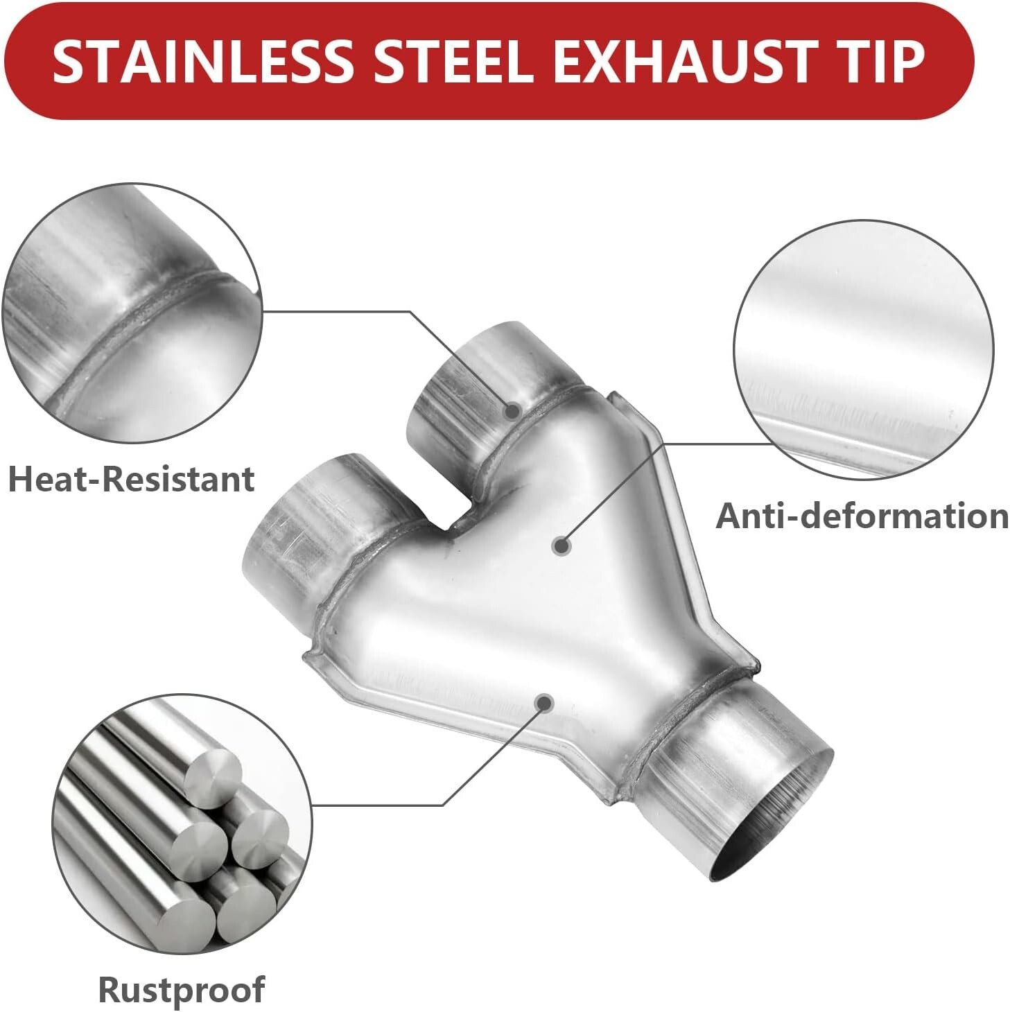 Universal 409 Stainless Exhaust Y Pipe, 2.5" Single to 2.5" Dual Exhaust muffler