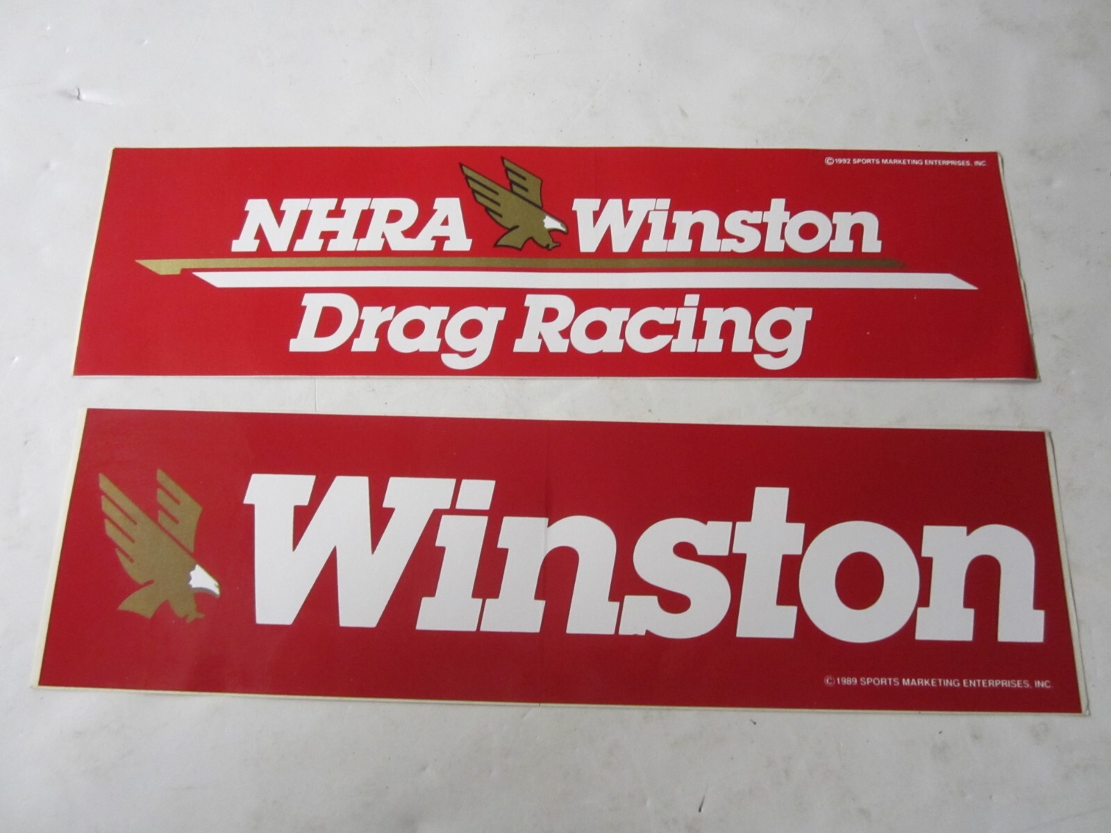 NHRA Original 1989 & 1992 WINSTON Drag Racing Stickers + Dragster Hat/Lapel Pin