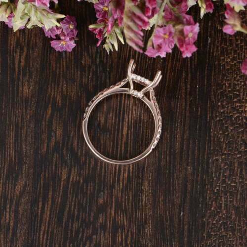 8mm Round Cut Simulated Diamond Semi Mount Engagement Ring Rose Gold Plated