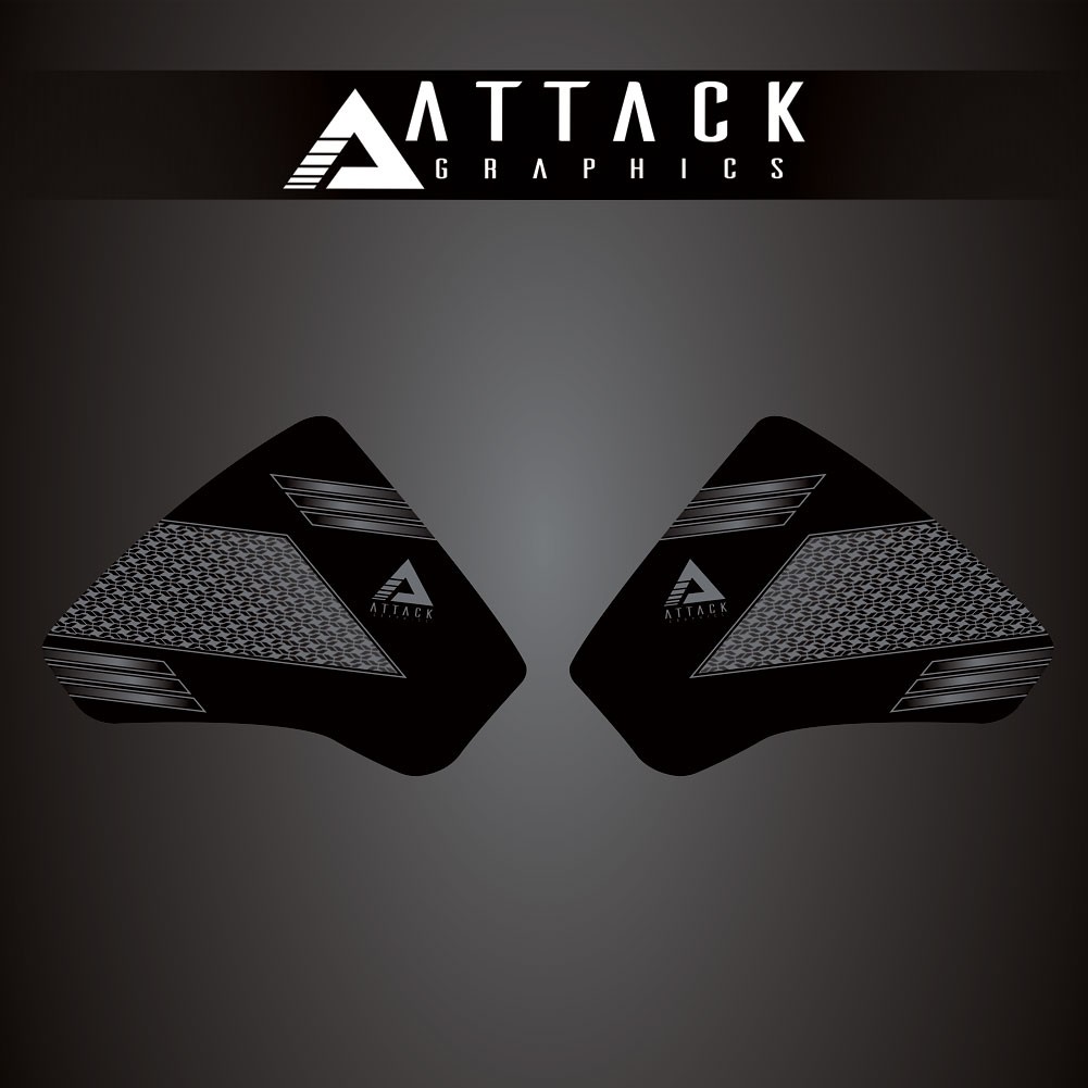 Attack Graphics Tank Protection Decals Sides Black/Grey For Kawasaki KLR650 ABS