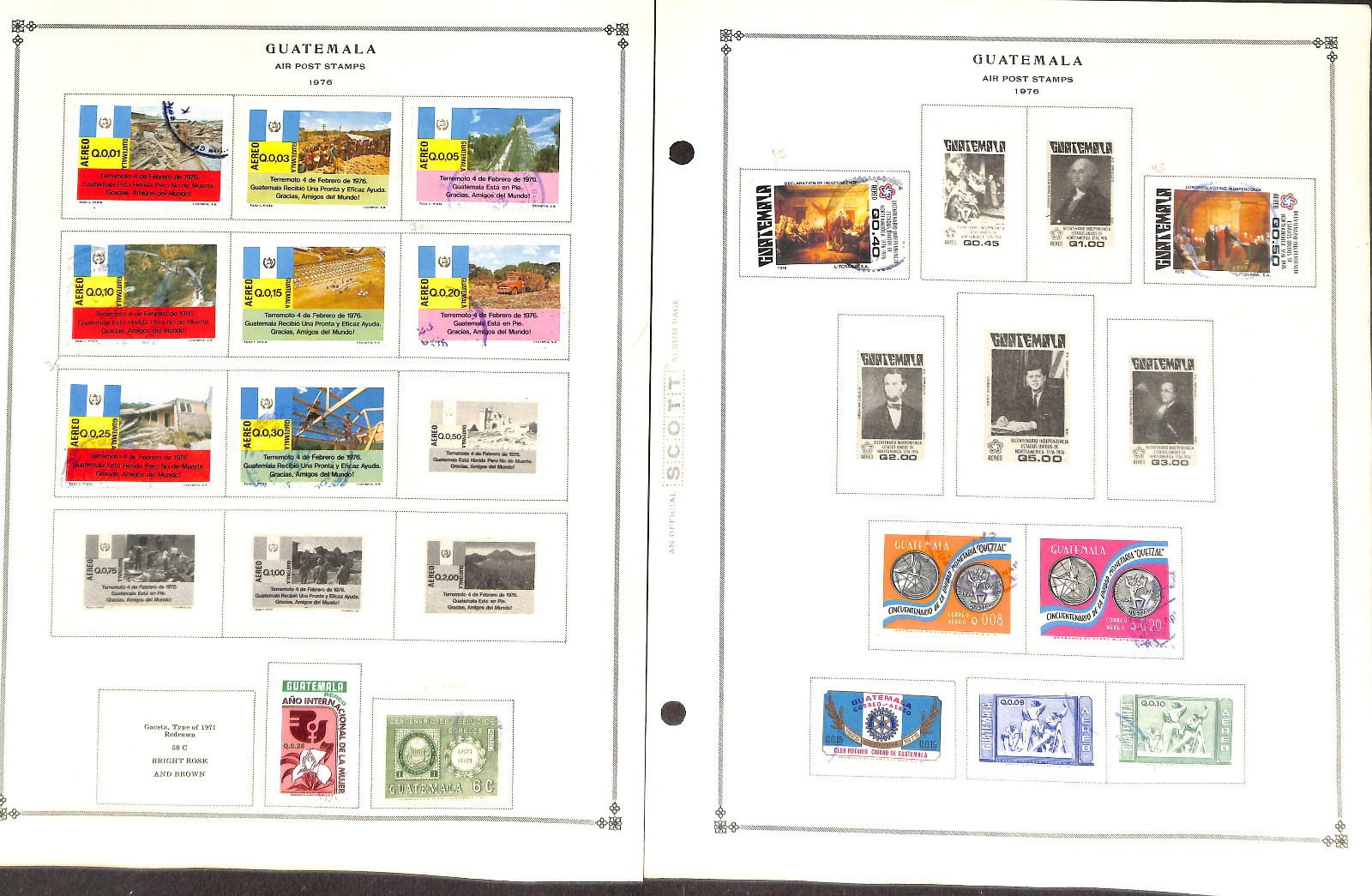 Guatemala Stamp Collection on 50 Scott International Pages, 1871-1976 (BA)