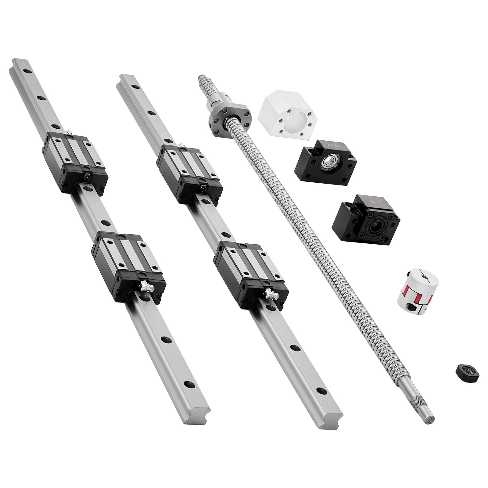 VEVOR Linear Rail Guide Kit HGR20 2PCS 600 mm Linear Rails 1PCS Ball Screw 4PCS