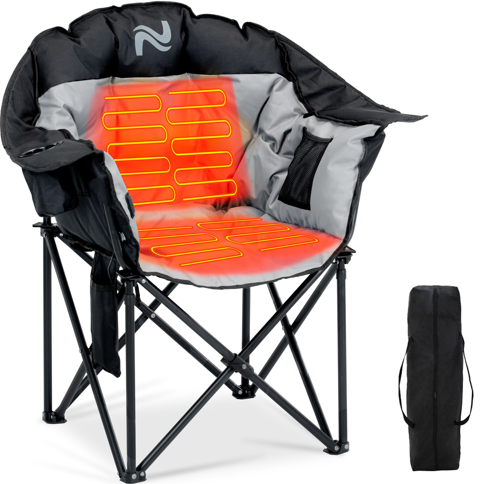 NAIZEA Heated Camping Chair Padded Patio Lounge Chairs 3 Heat Levels 20" W Seat