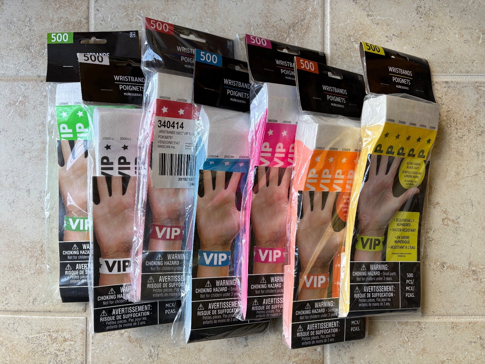 Amscan Tyvek VIP Wristbands Events Parties Clubs Numbered (500 Count)