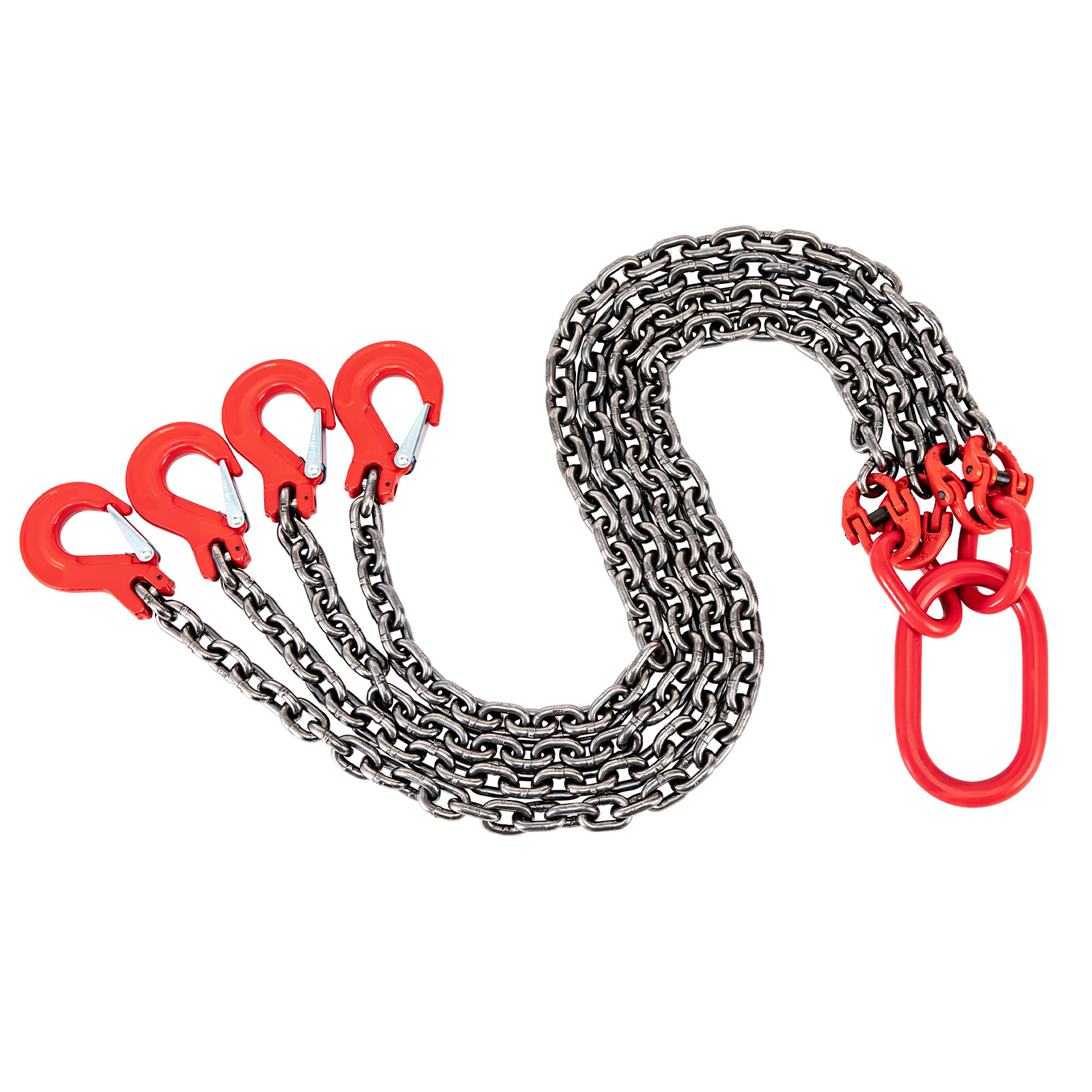 5Ton Chain Sling 5/16" in 4 Legs with Sling Hooks G80 Lifting Chain Sling Red
