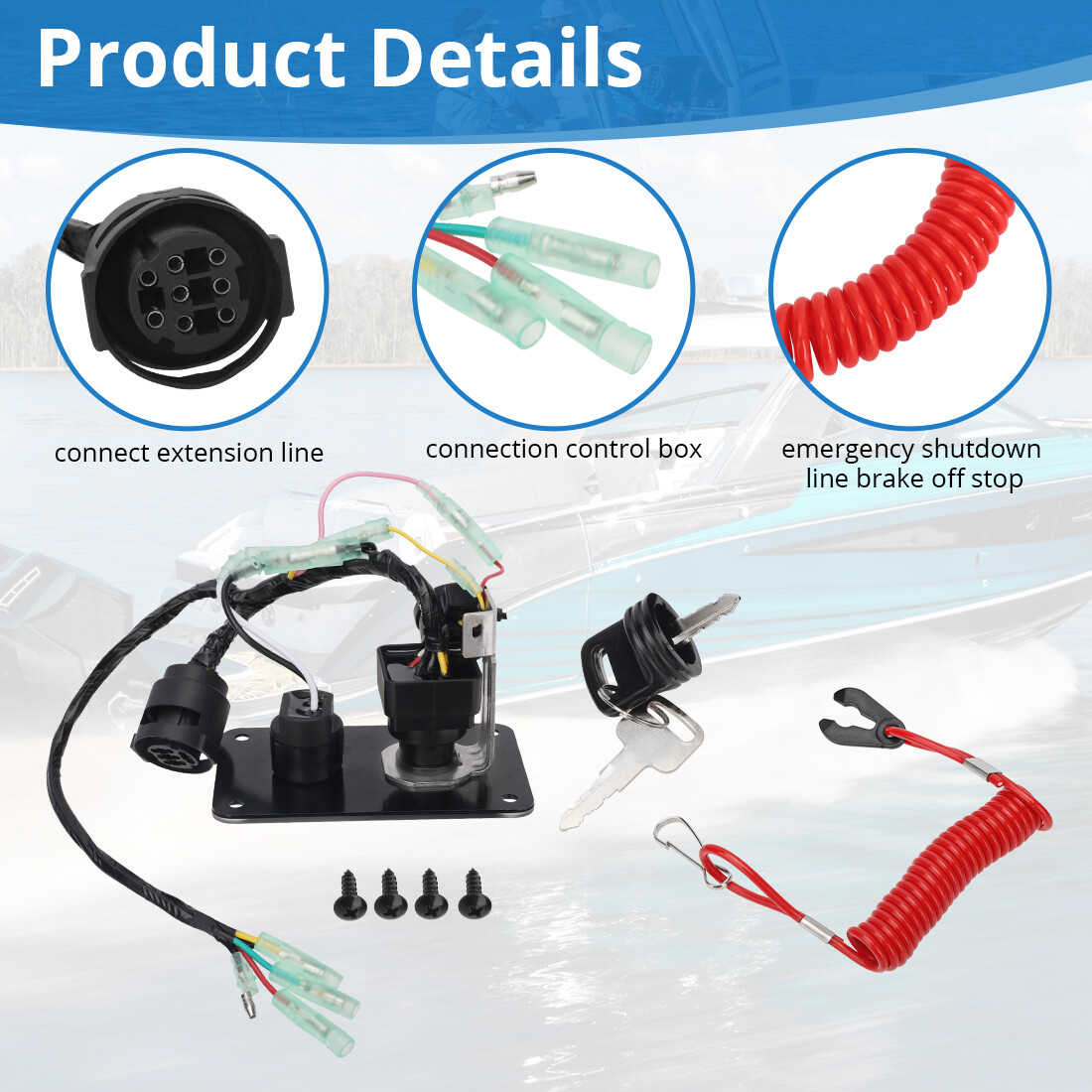 NEW Outboard Single Engine Key Switch Assembly Panel For Yamaha 704-82570-12-00