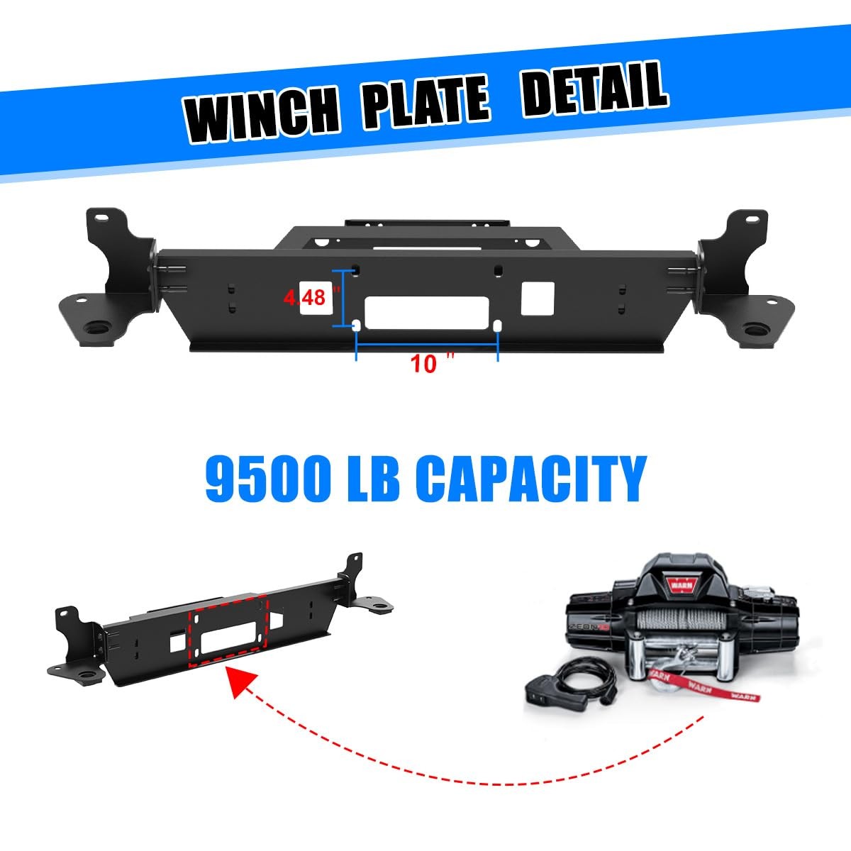Nixon Offroad Bumper Winch Plate Winch Mounting Plate with Flip-up Licence Plate