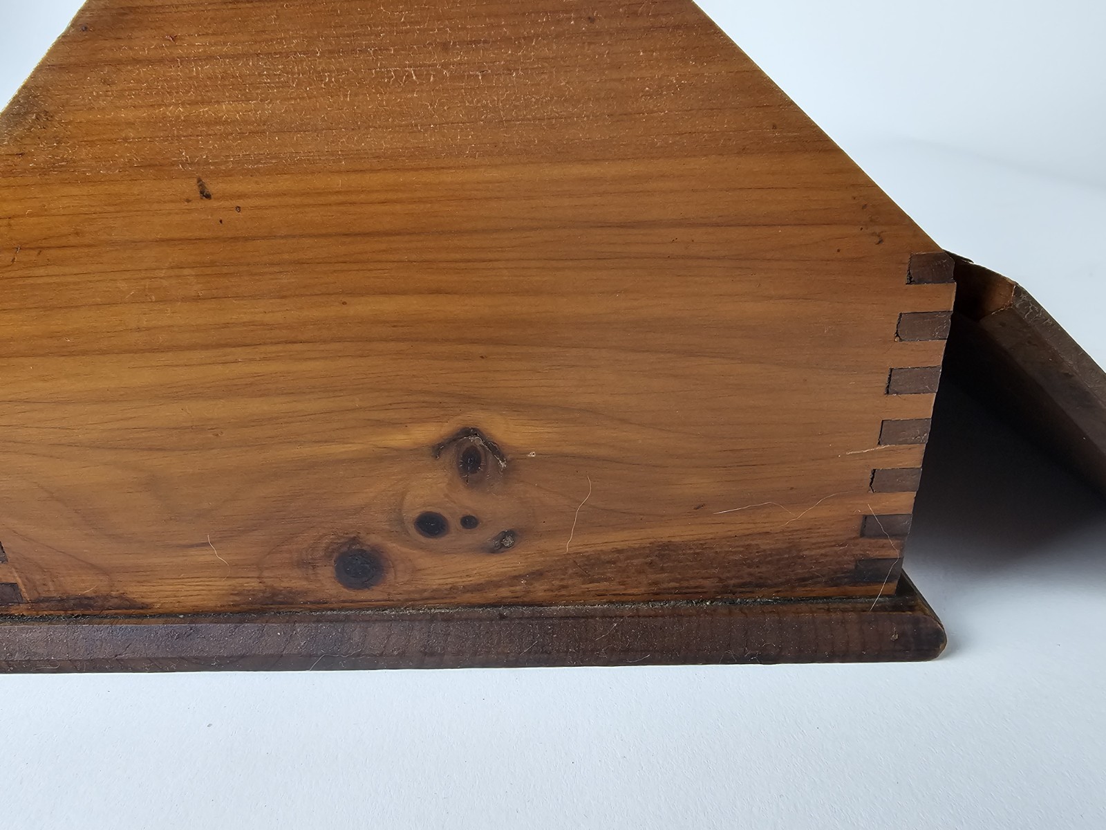 Vintage Wooden Sewing Jewelry Keepsake Box w Handle Floral Decal Craft Storage