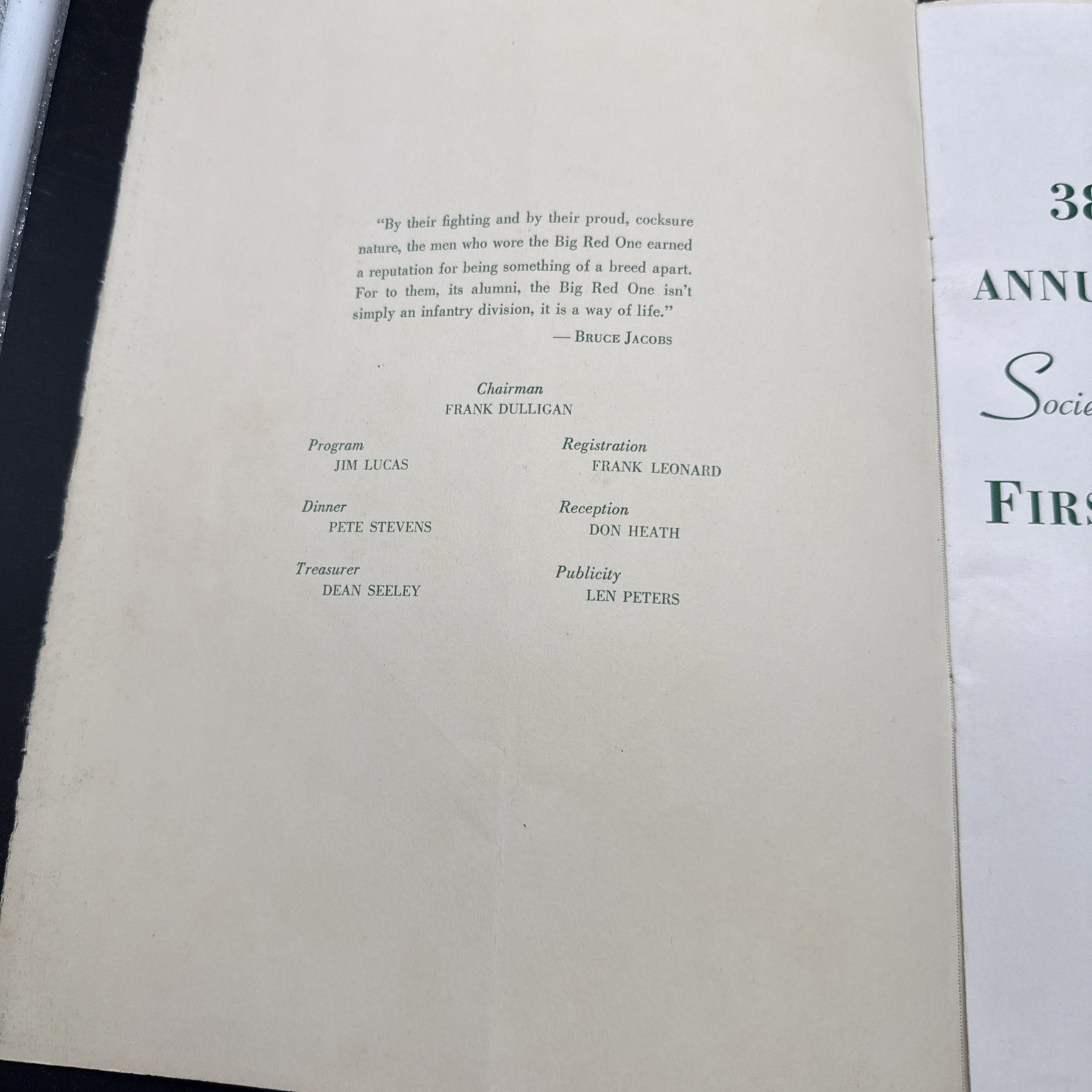 WWI 38th Annual Reunioin First 1st Infantry Division Big Red One 1956