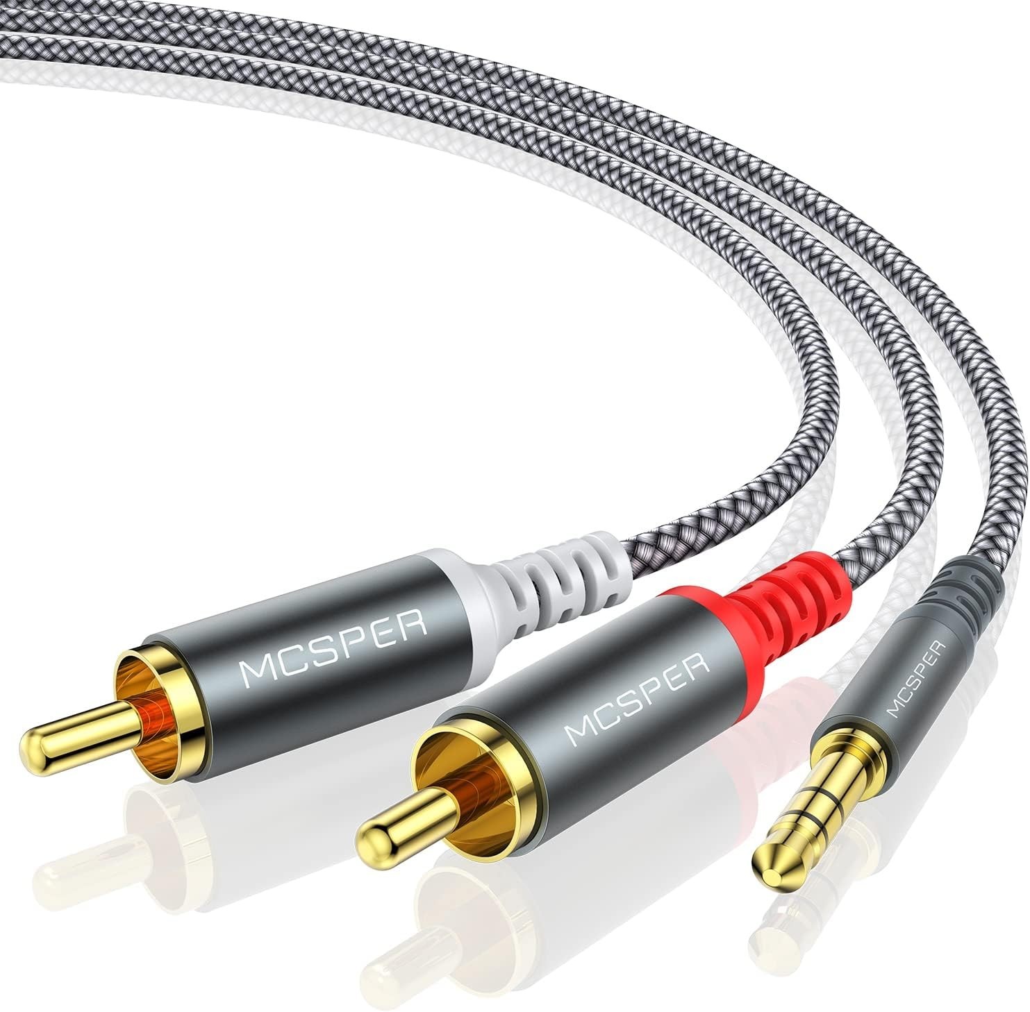 RCA to 3.5mm AUX Cable, (5 Feet) 3.5 mm 1/8 to RCA 2-Male Headphone Jack Adapt