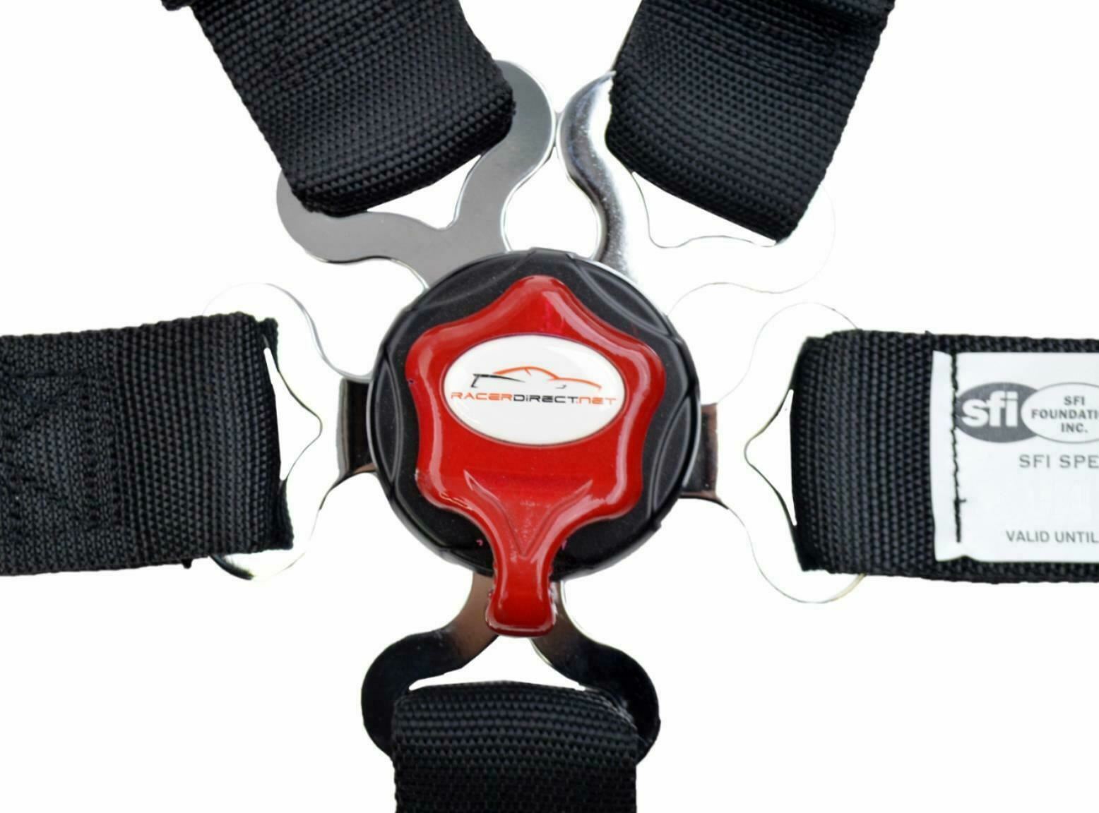 BLACK JR DRAGSTER 2" RACE HARNESS SFI 16.1 CERTIFIED CAM LOCK ROLL BAR MOUNT